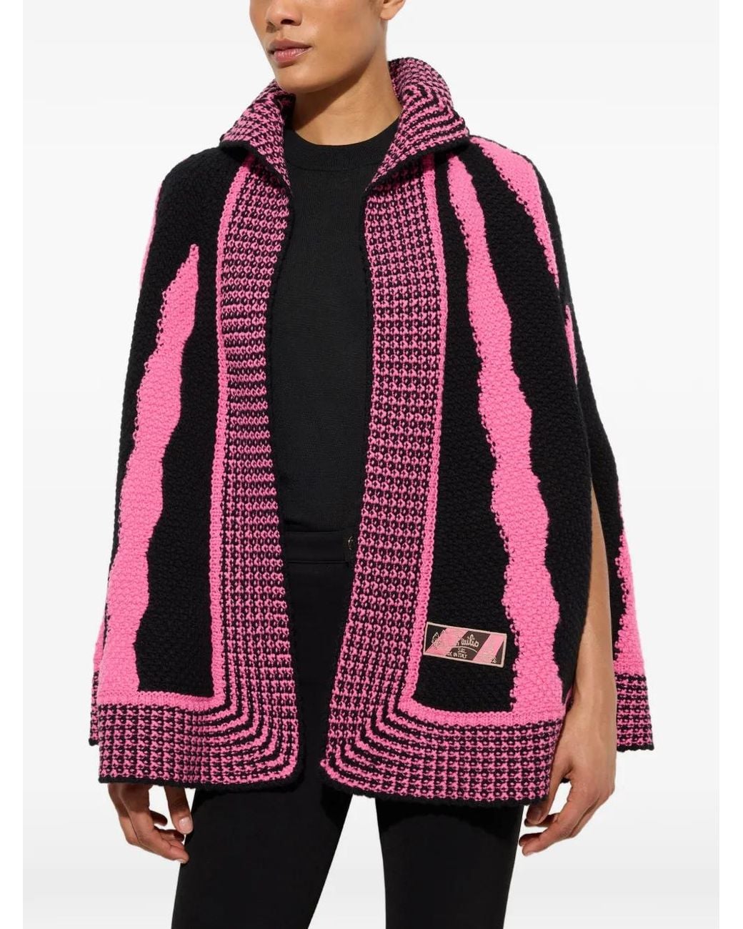 Emilio Pucci Red Fiamme-Print Wool Cape
