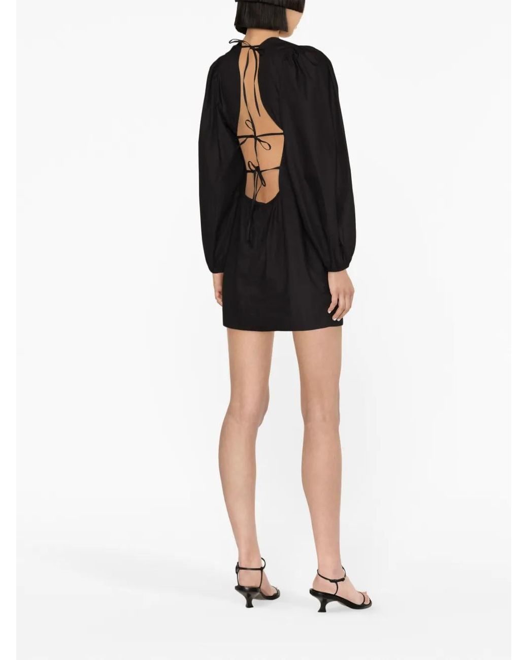 Ganni Black Open-Back Organic Cotton Minidress