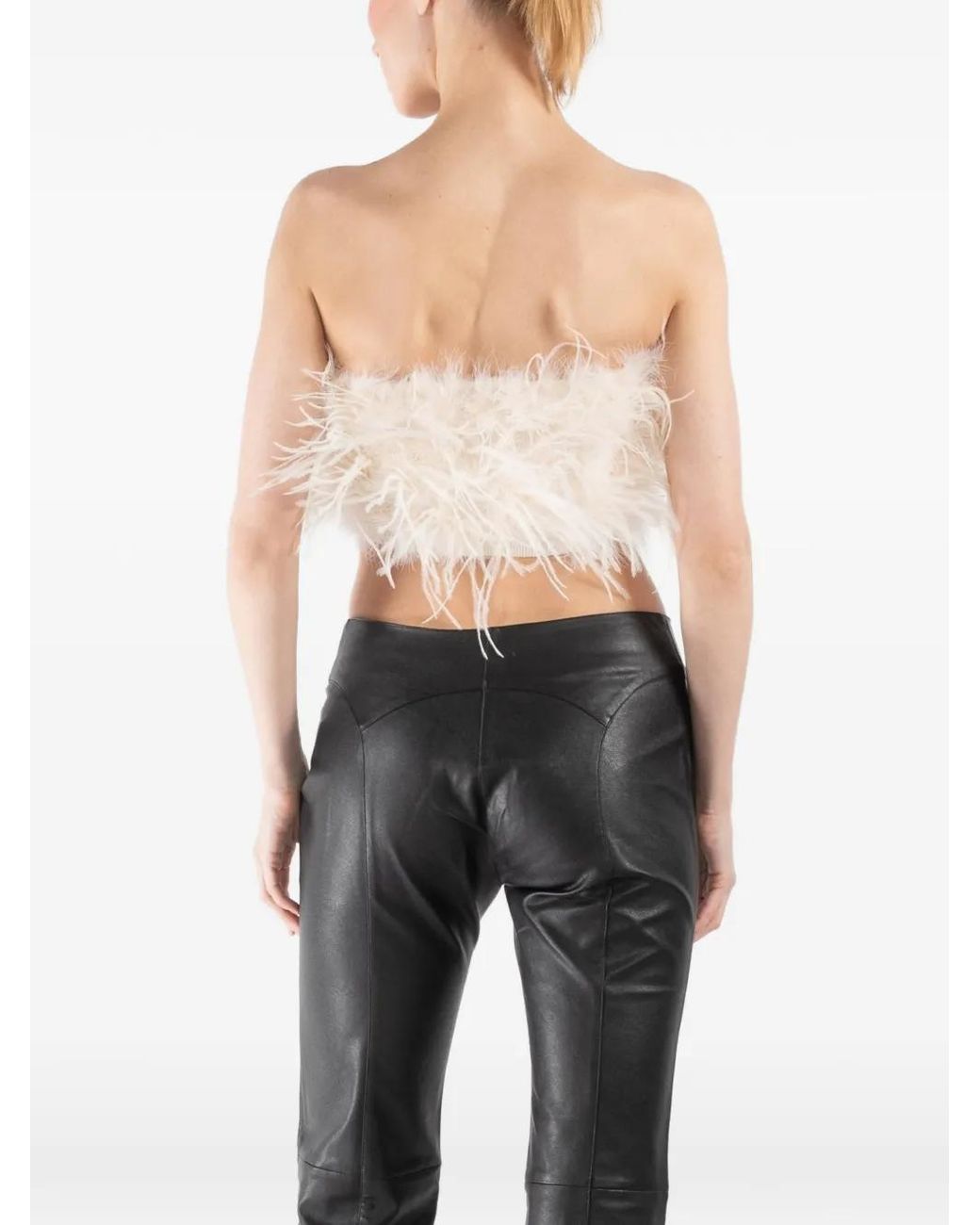LAPOINTE Natural Cropped-Top Mit Federn