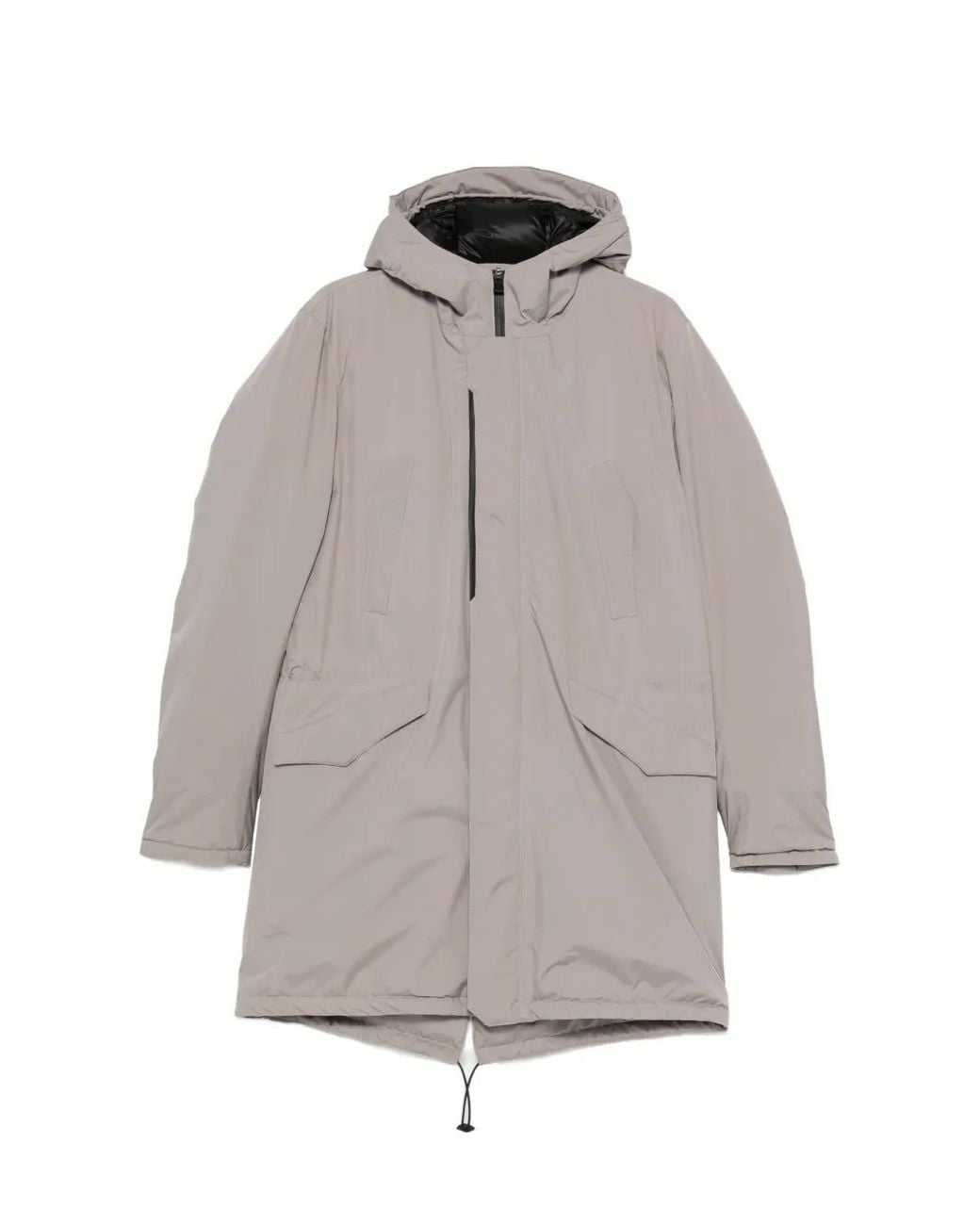 Herno Gray Manteau Matelassé À Capuche for men
