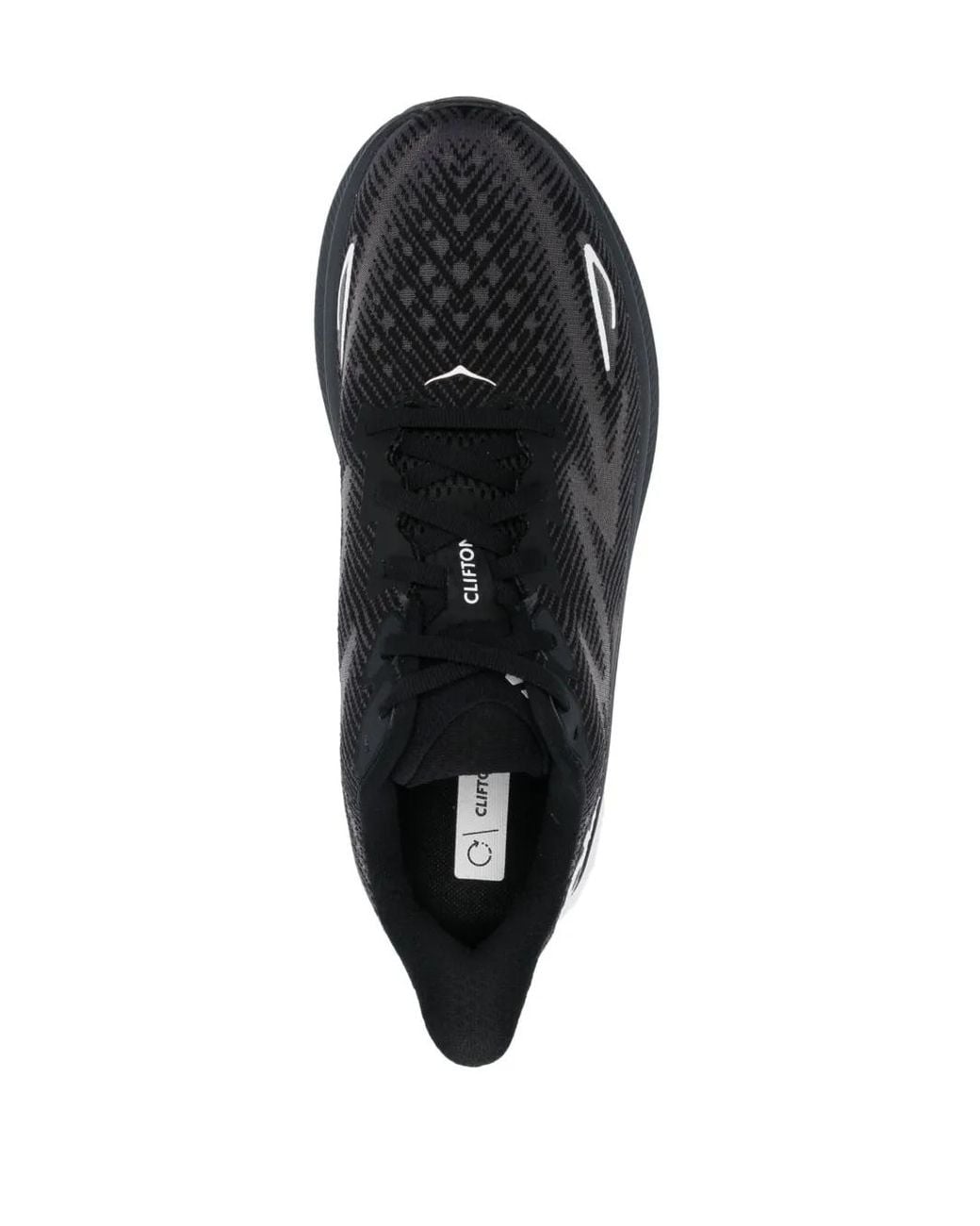 Hoka One One Black Clifton 9 Lace-Up Sneakers