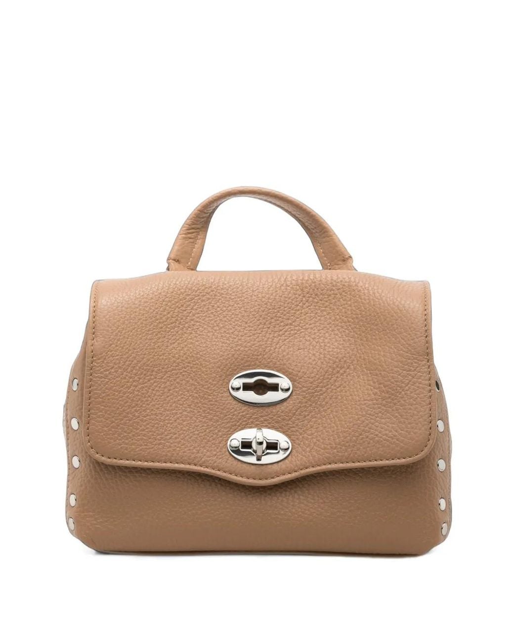 Zanellato Natural Postina Stud-Embellished Leather Clutch Bag