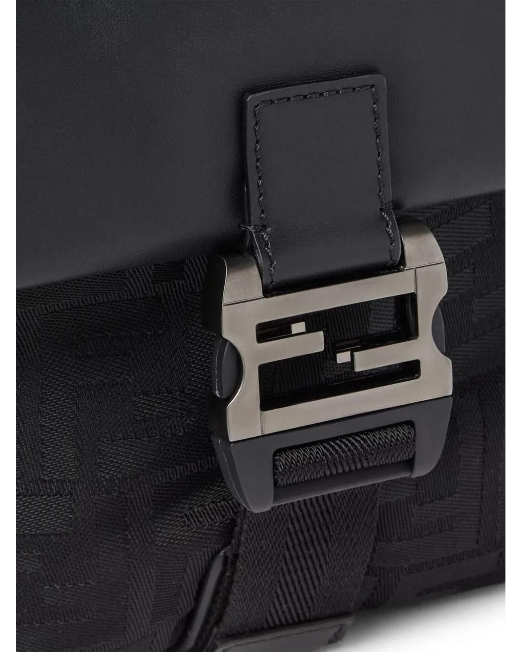Fendi Black Flux Buckle Ff-Motif Shoulder Bag for men