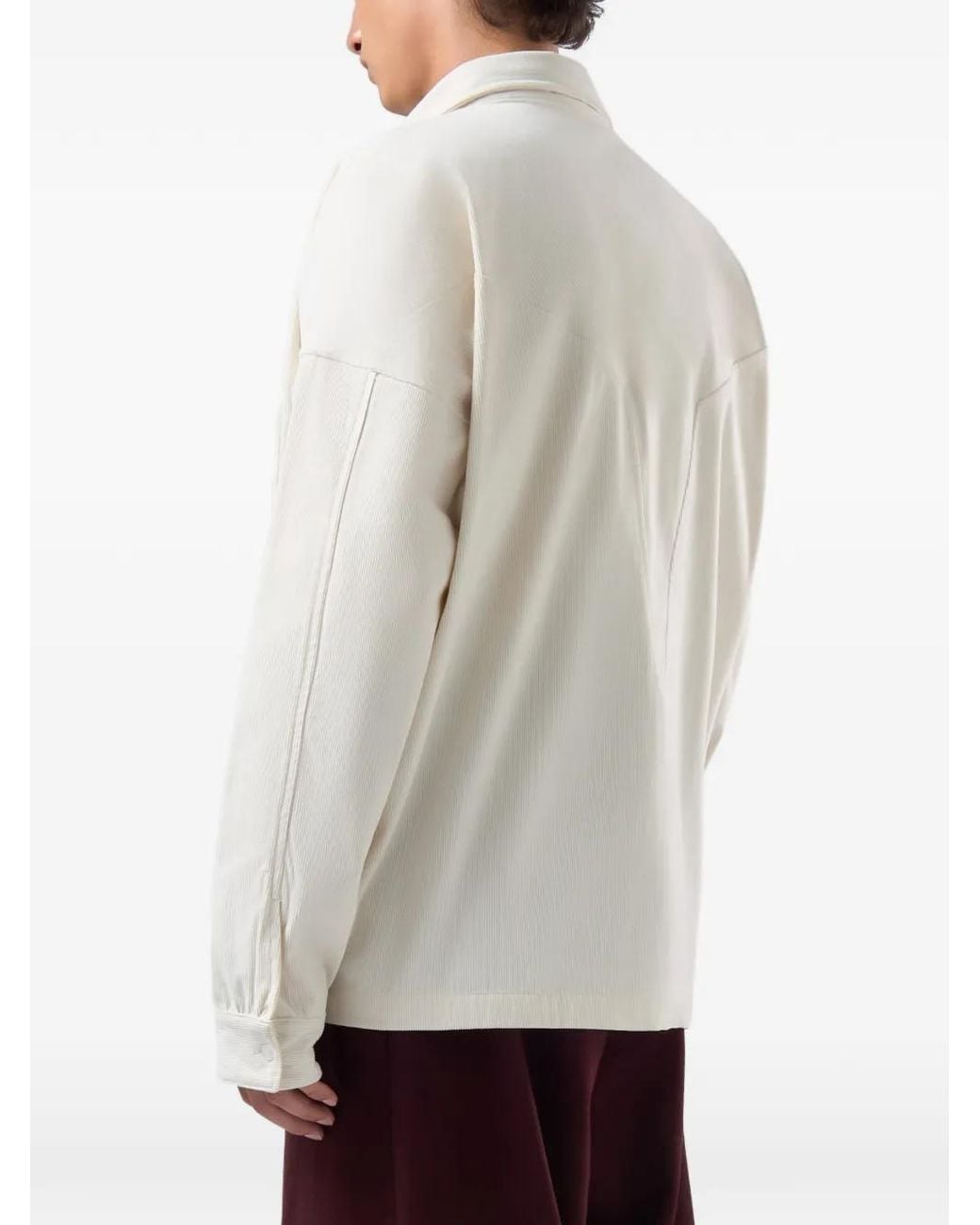 Gcds White Corduroy Chest-Pocket Shirt for men
