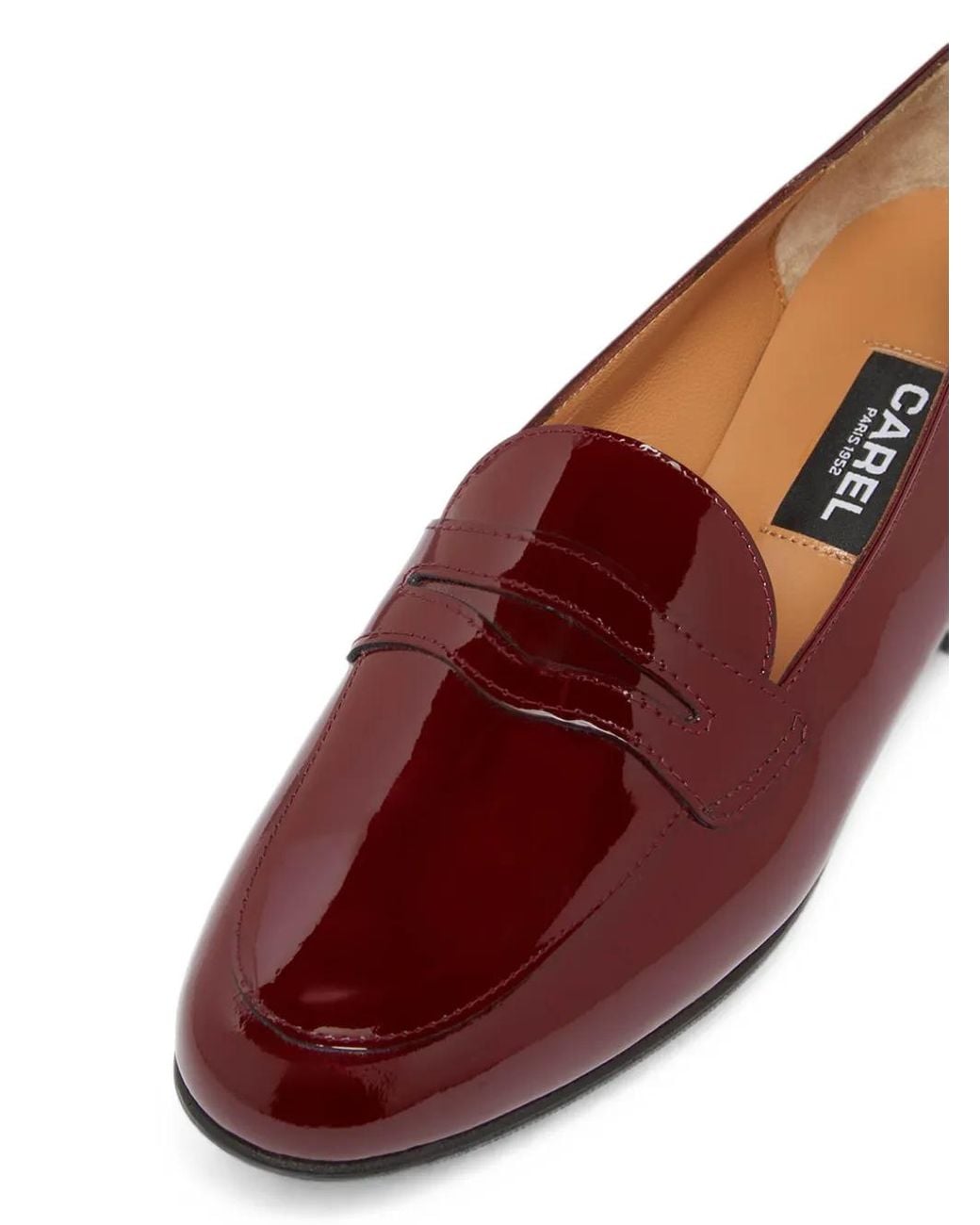 CAREL PARIS Red Mocassins 2100 En Cuir Verni
