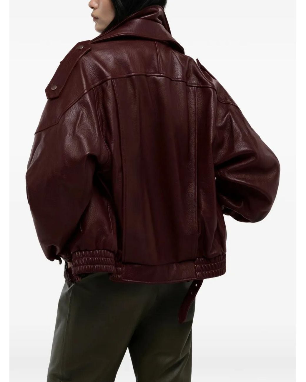 DUCIE Red Cindy Leather Jacket