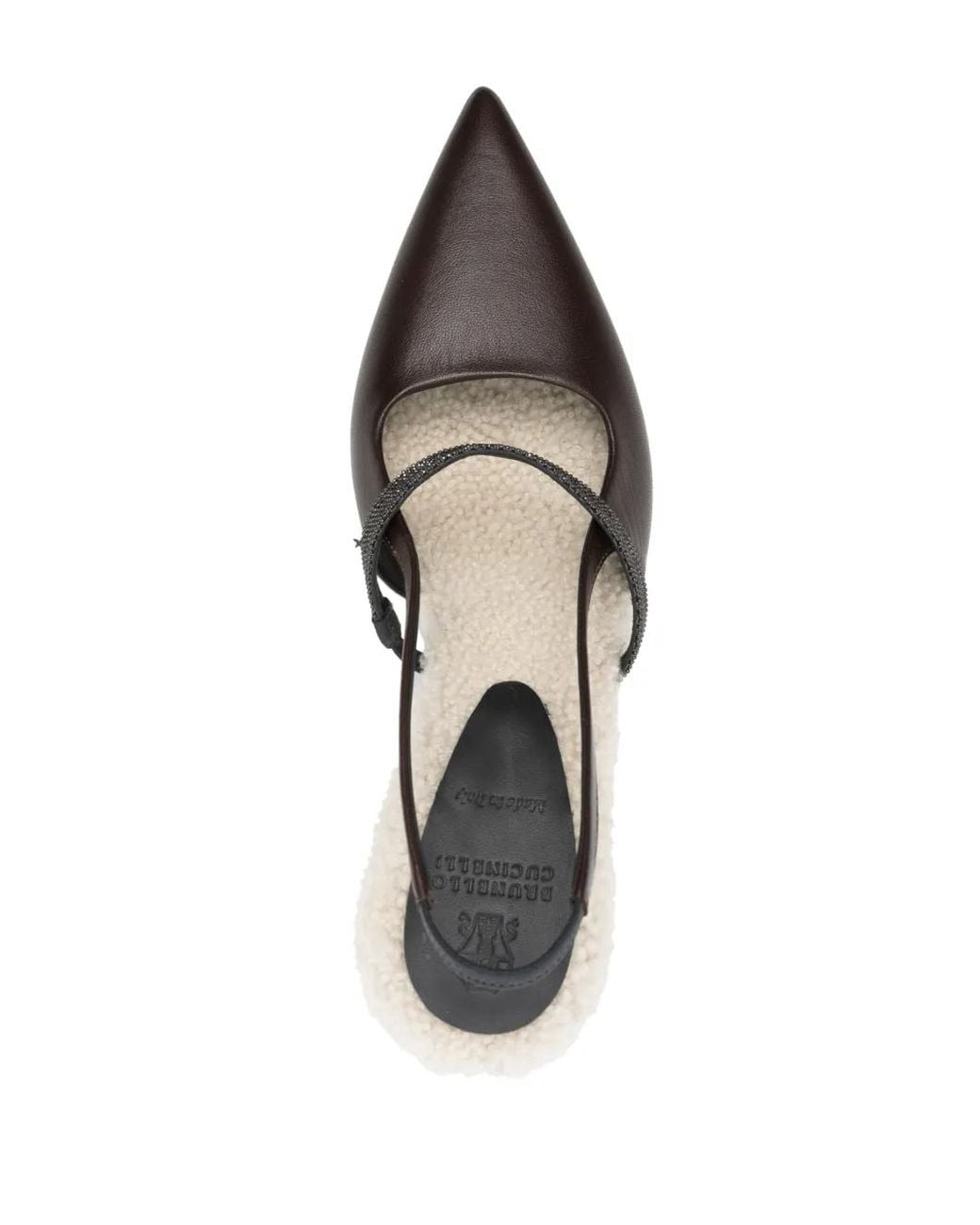 Brunello Cucinelli White Monili-Embellished Slingback Pumps