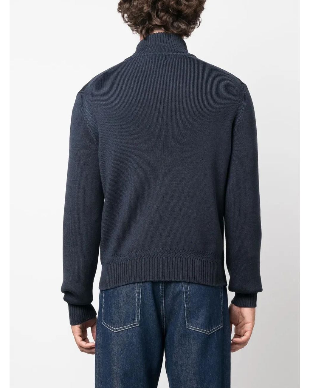 Tom Ford Blue Half-Zip Wool-Silk Jumper for men