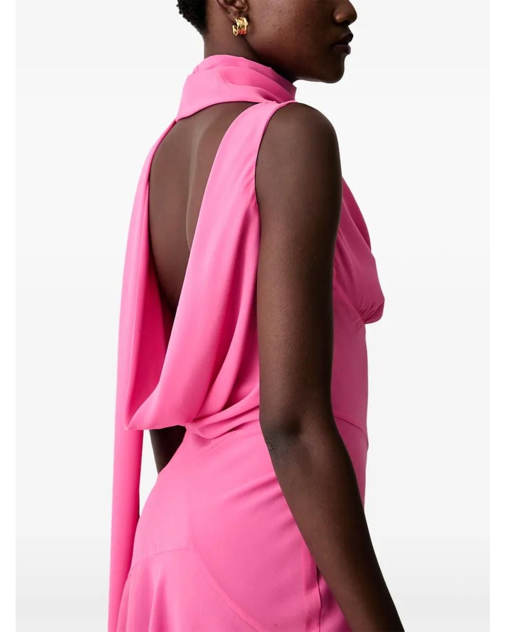 Never Fully Dressed Pink Robe Courte À Col Bénitier Et Détail Foulard