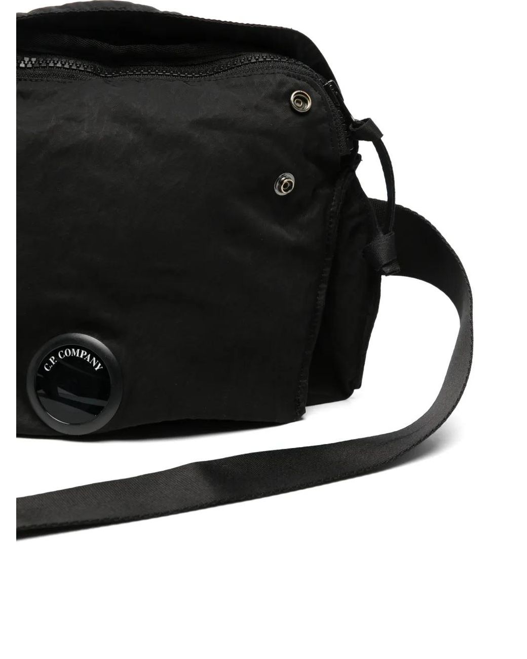 C P Company Black Logo-Patch Belt Bag for men