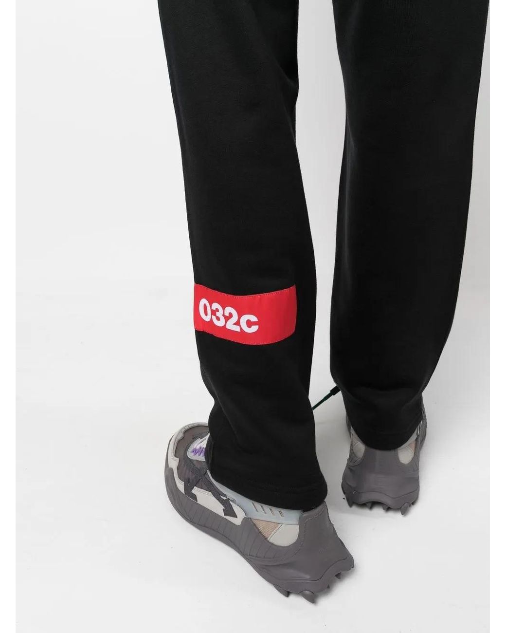 032c Black Logo-Patch Track Pants for men