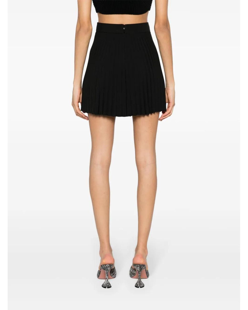 Nissa Black Mid-Rise Pleated Mini Skirt