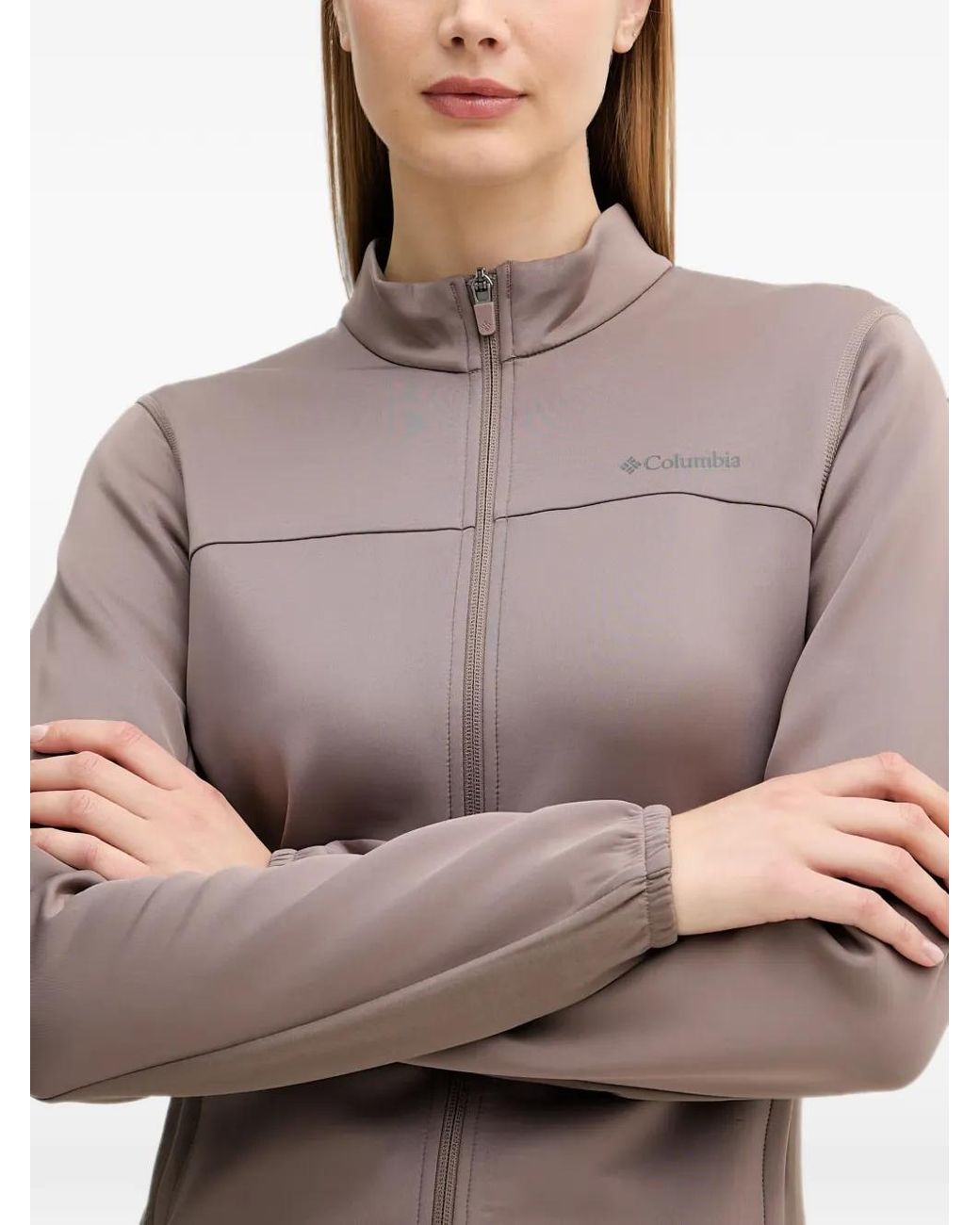 Columbia Brown Sloan Crest Zip-Up High-Neck Sweatshirt