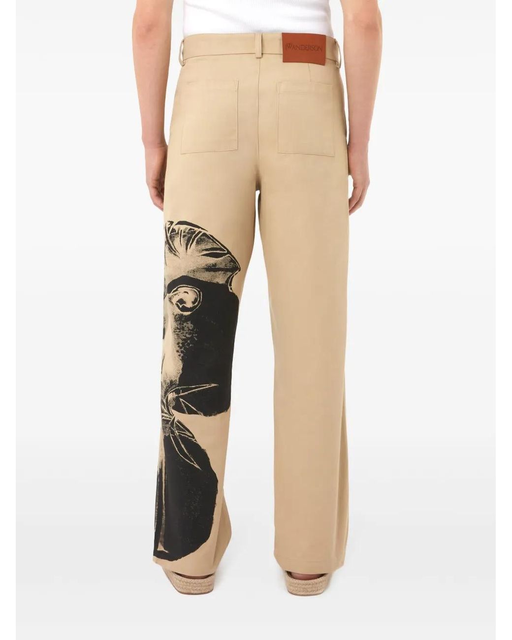 J.W. Anderson Natural Graphic-Print Straight-Leg Trousers for men