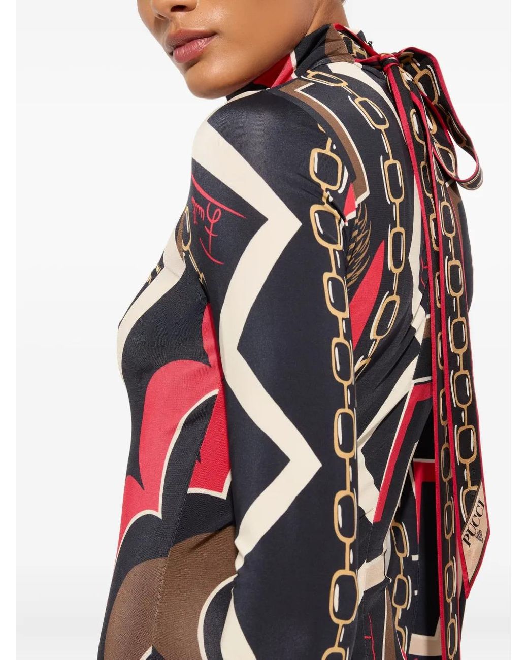 Emilio Pucci White Istrice-Print Satin Dress