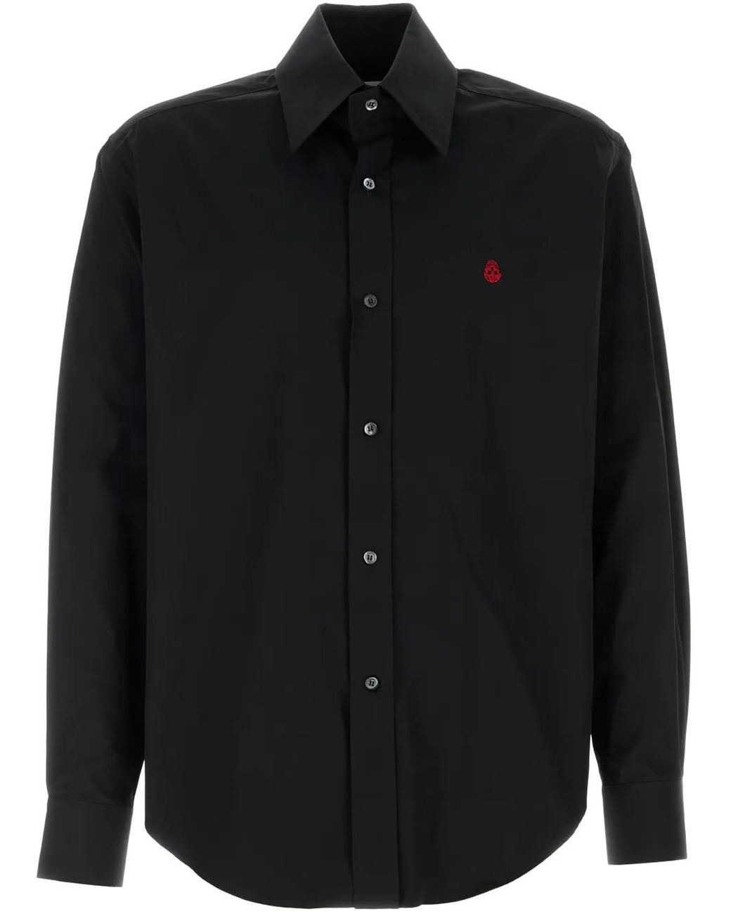 McQueen Black Embroidered Logo Shirt for men