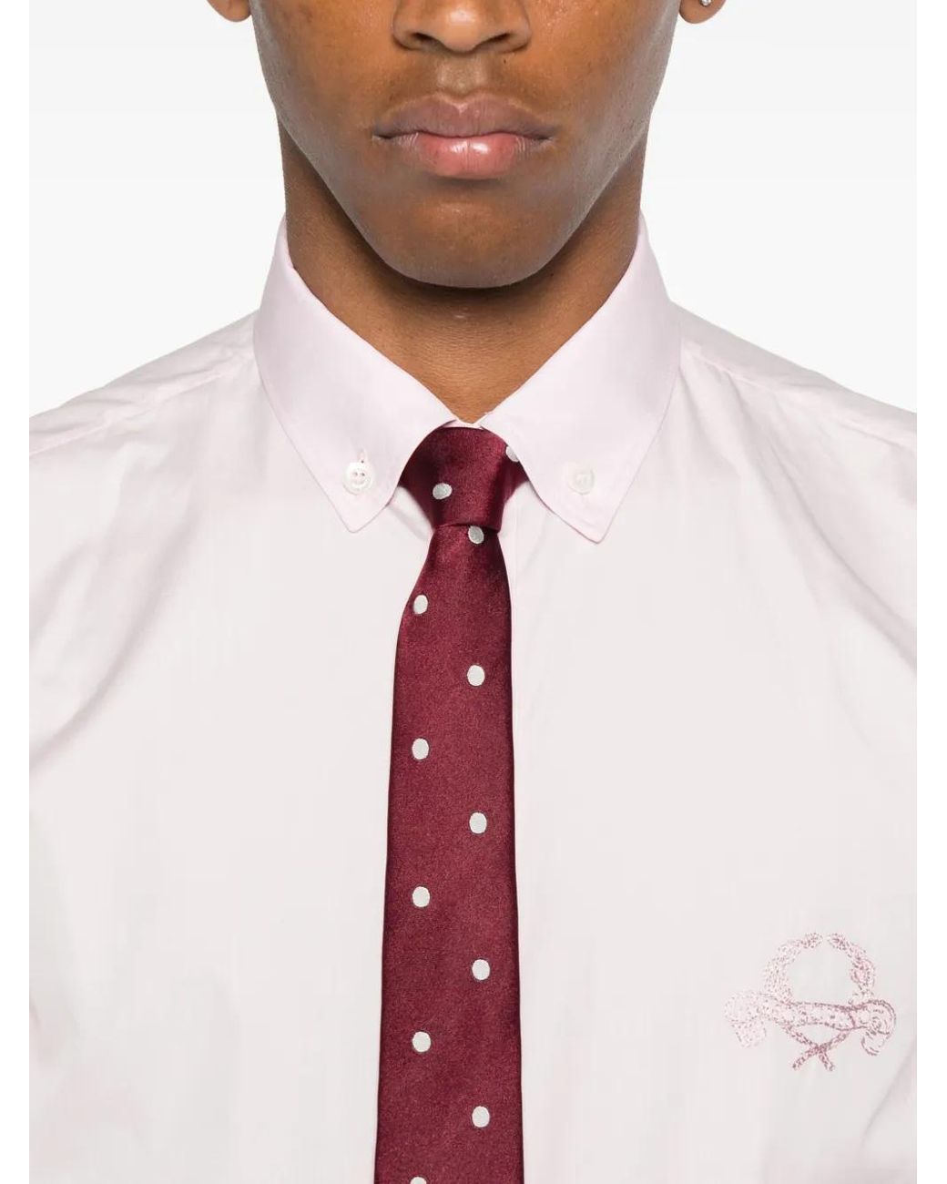 Moschino Pink Embroidered Cotton Shirt for men