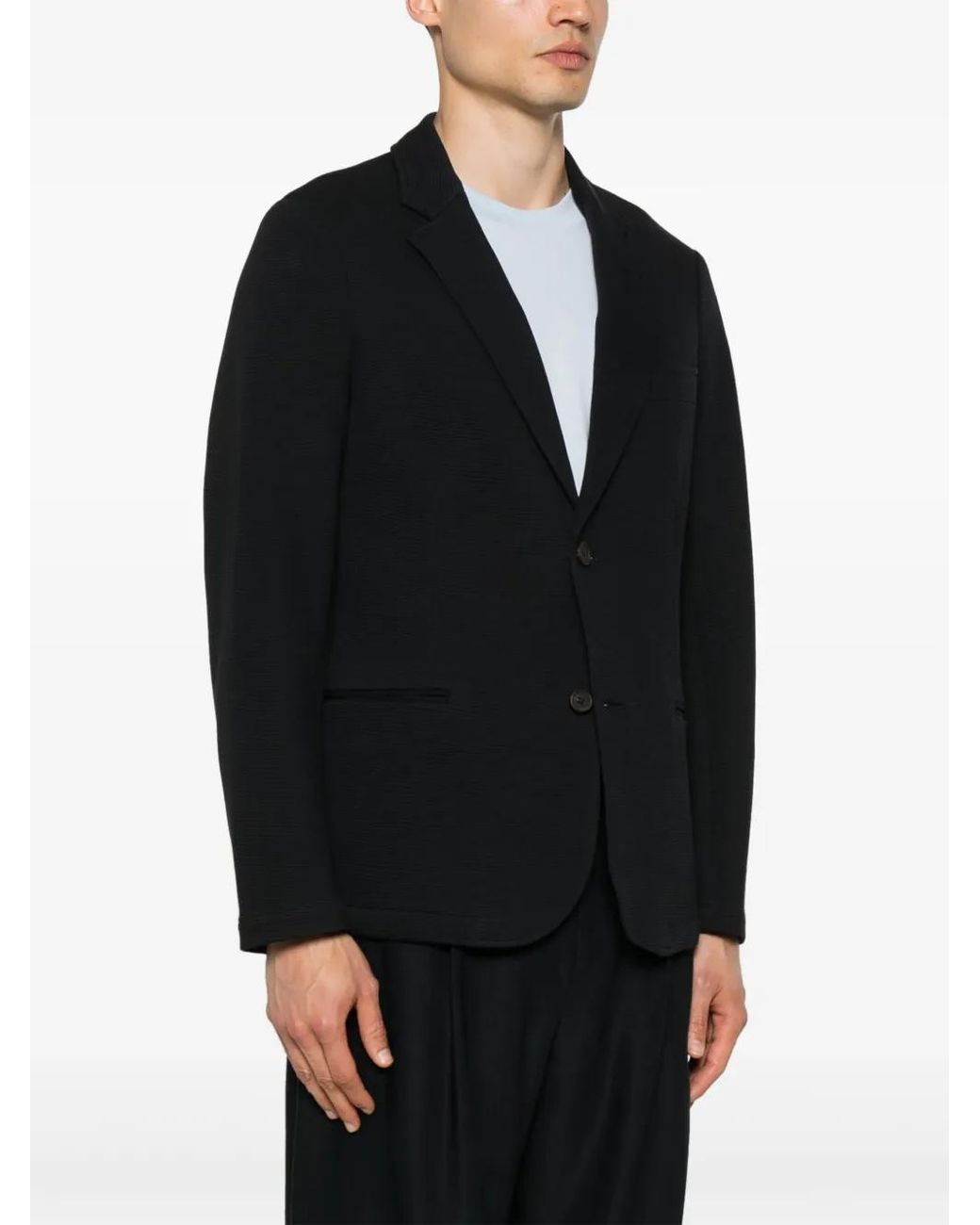 Emporio Armani Black Cotton Single-Breasted Jacket for men