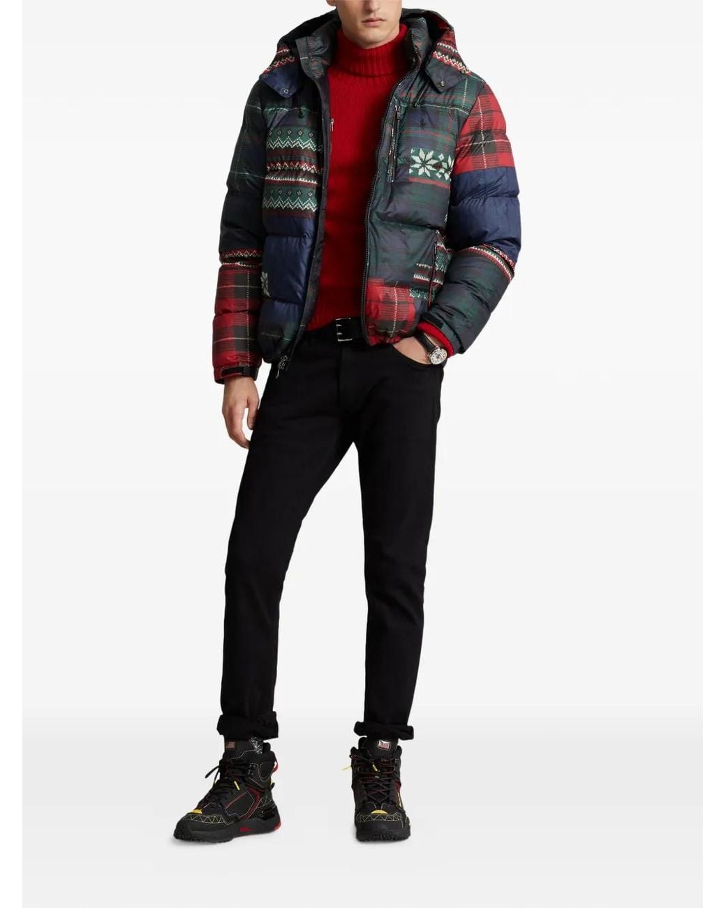 Polo Ralph Lauren Blue The Gorham Patchwork-Print Down Jacket for men