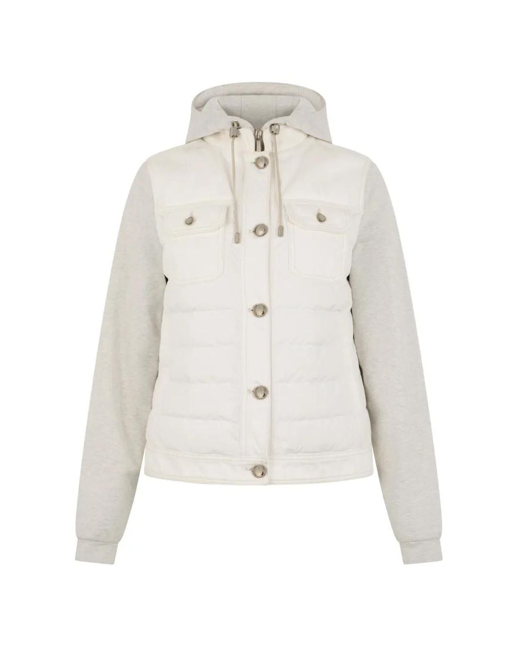 Moorer White Gefütterte Jacke Mit Knopfleiste