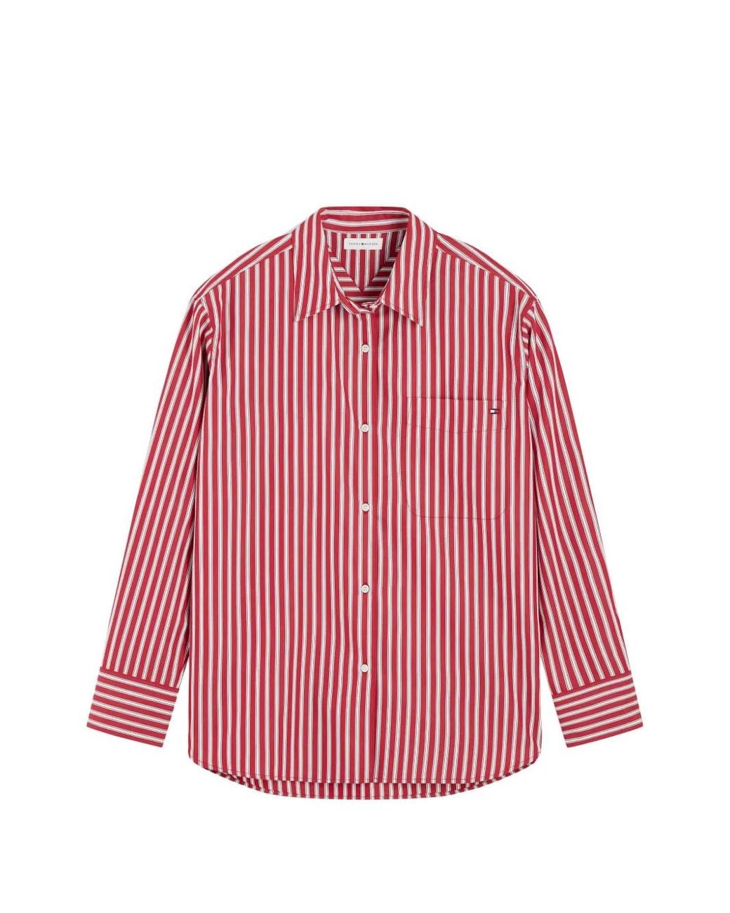 Tommy Hilfiger Pink Vertical-Stripe Long-Sleeve Shirt