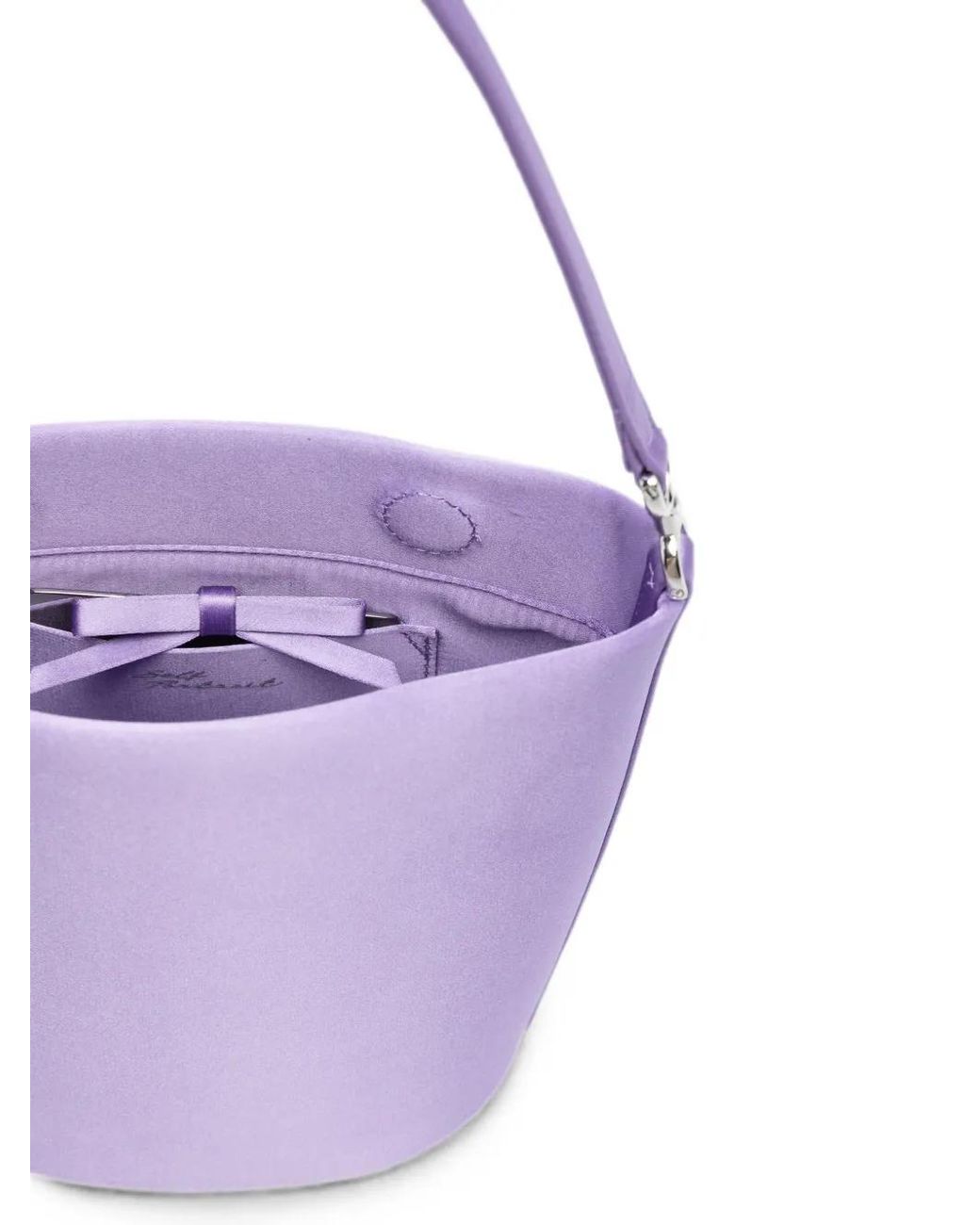 Self-Portrait Purple Satin Floral-Charm Tote Bag