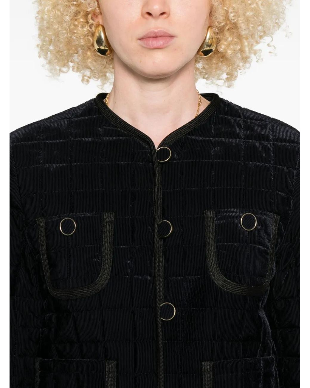 Forte_forte Black Matelasse Short Jacket