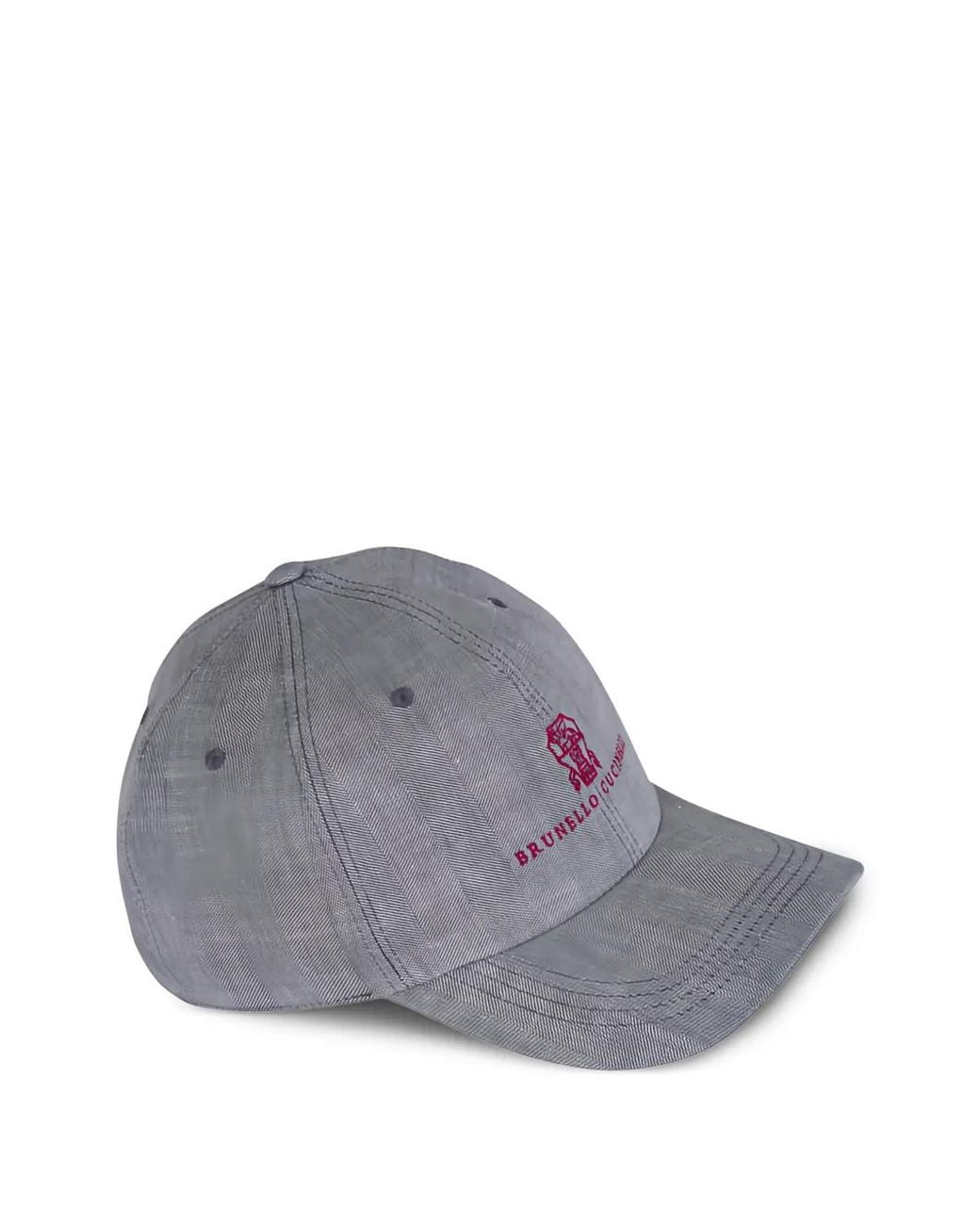 Brunello Cucinelli Gray Linen Baseball Cap for men