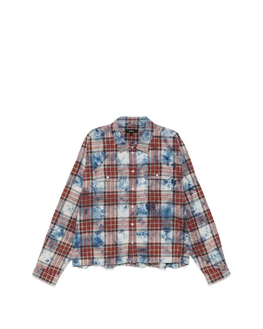 Purple Brand White Bleached-Effect Check-Pattern Shirt for men