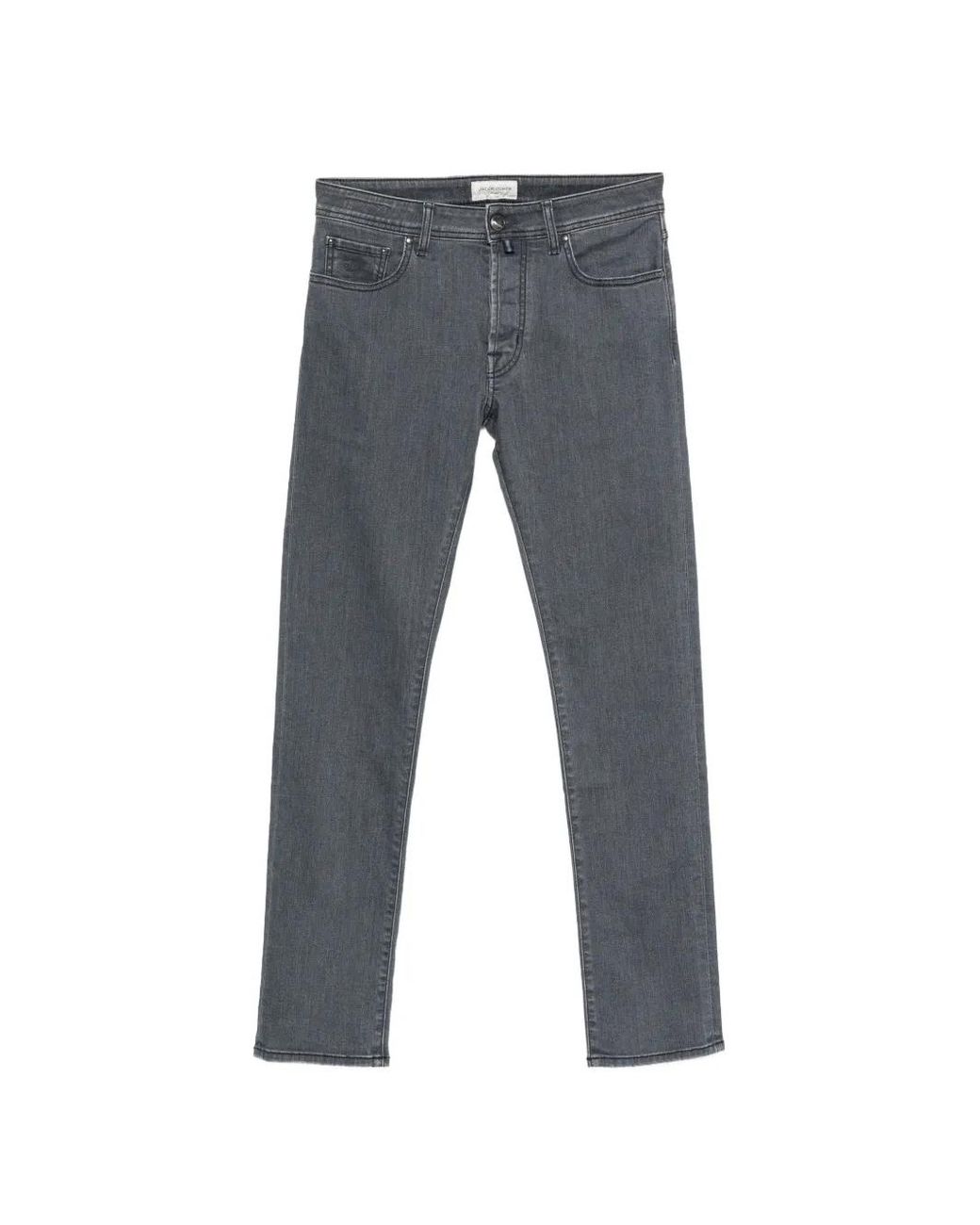 Jacob Cohen Gray Bard Logo-Patch Straight-Leg Jeans for men