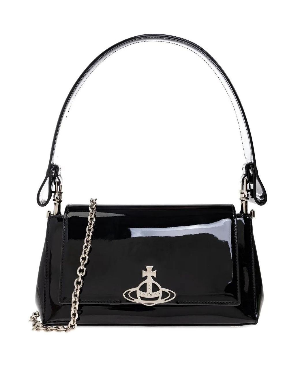 Vivienne Westwood Patent-Leather Orb Shoulder Bag in Black | Lyst