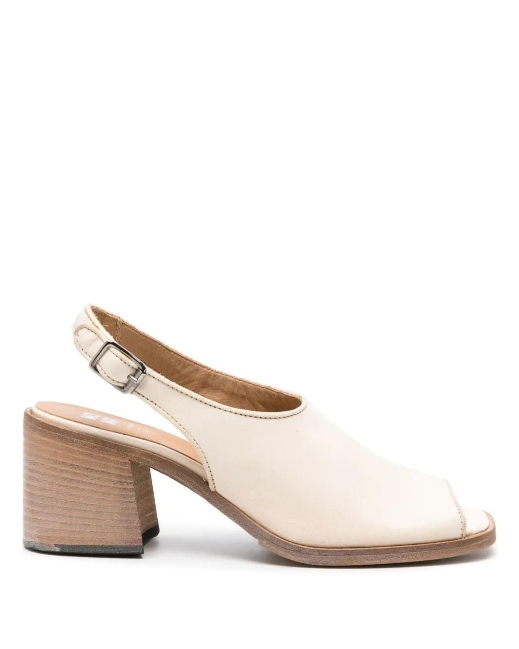 Moma Natural Square-Toe Slingback Sandals