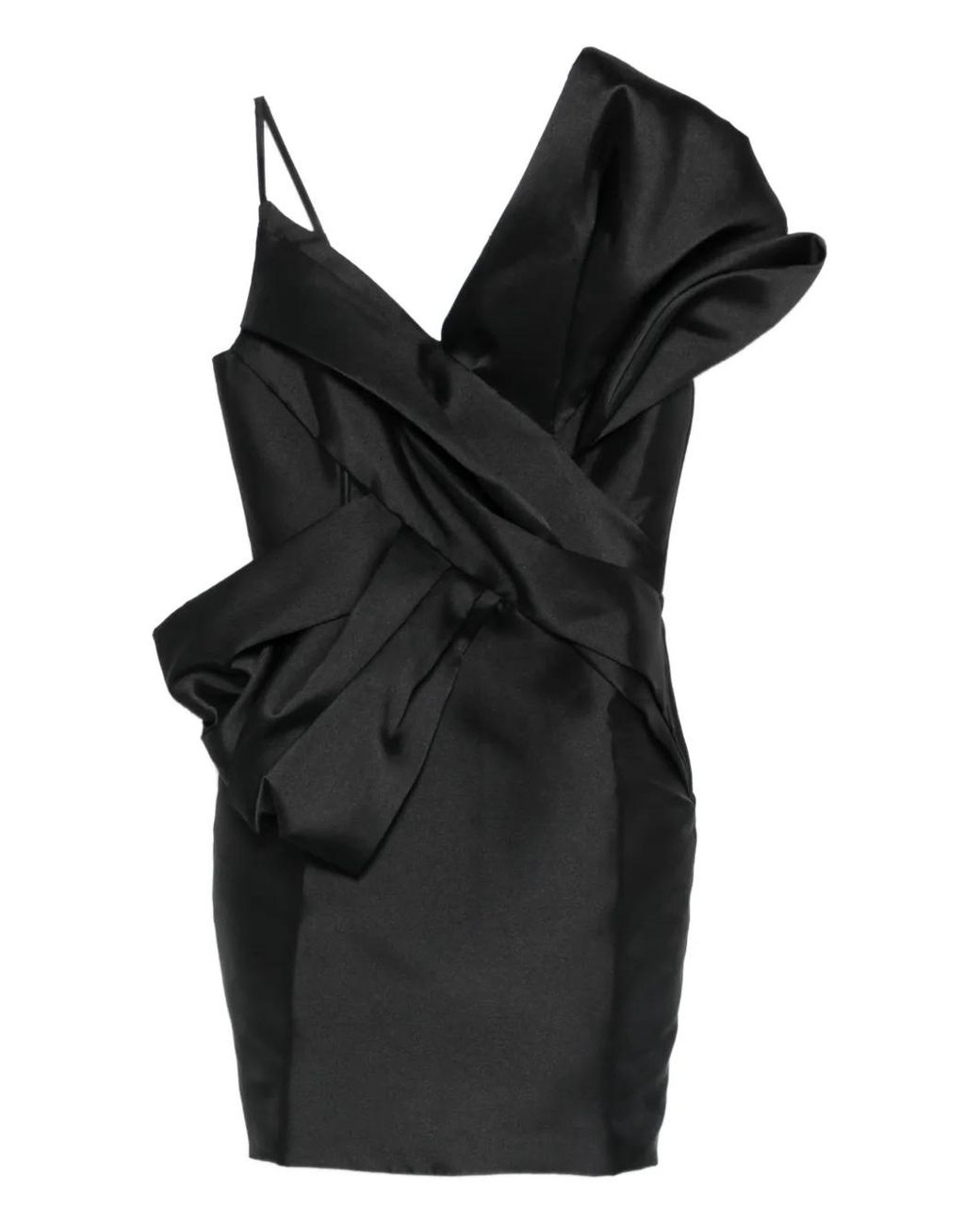 Marques'Almeida Black Bow V-Neck Mini Dress