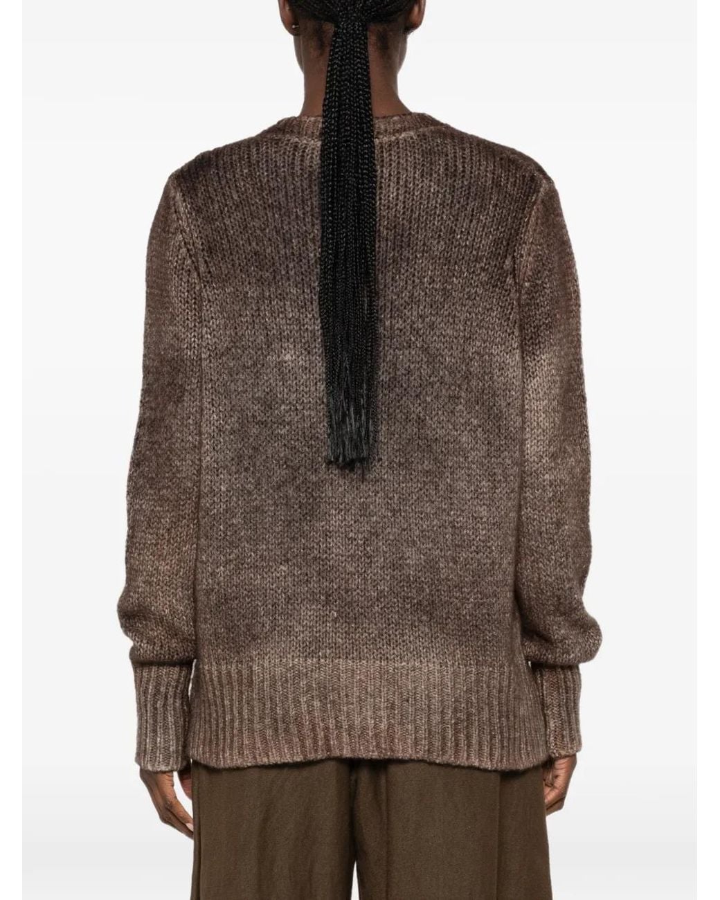 Avant Toi Brown Ribbed-Knit Sweater