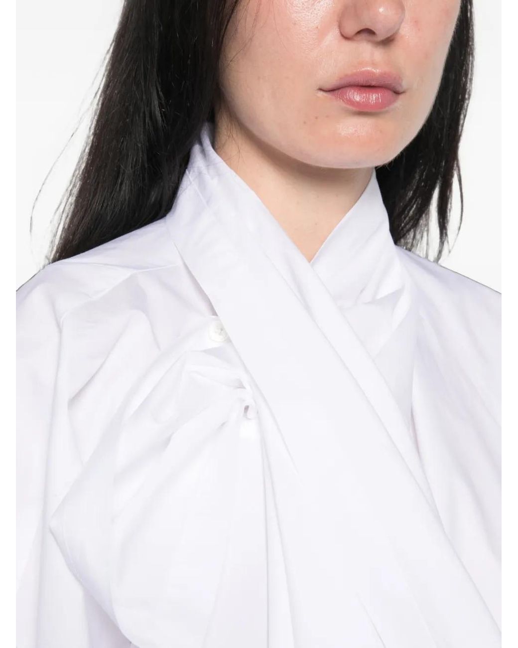 Lutz Huelle White Draped Asymmetric Shirt