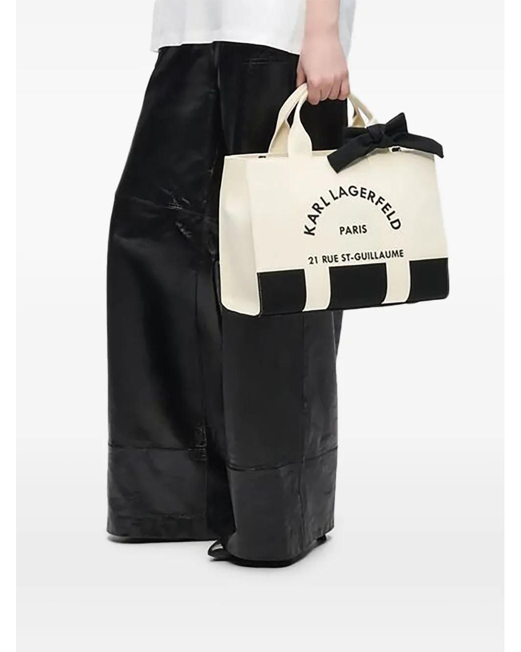 Karl Lagerfeld White Medium Rue St-Guillaume Square Tote Bag