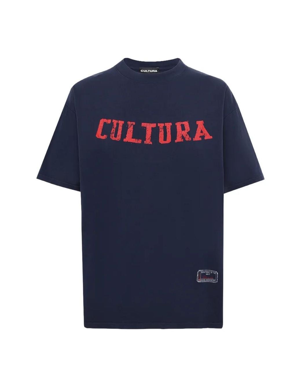 Cultura Blue Logo-Print Oversized T-Shirt for men
