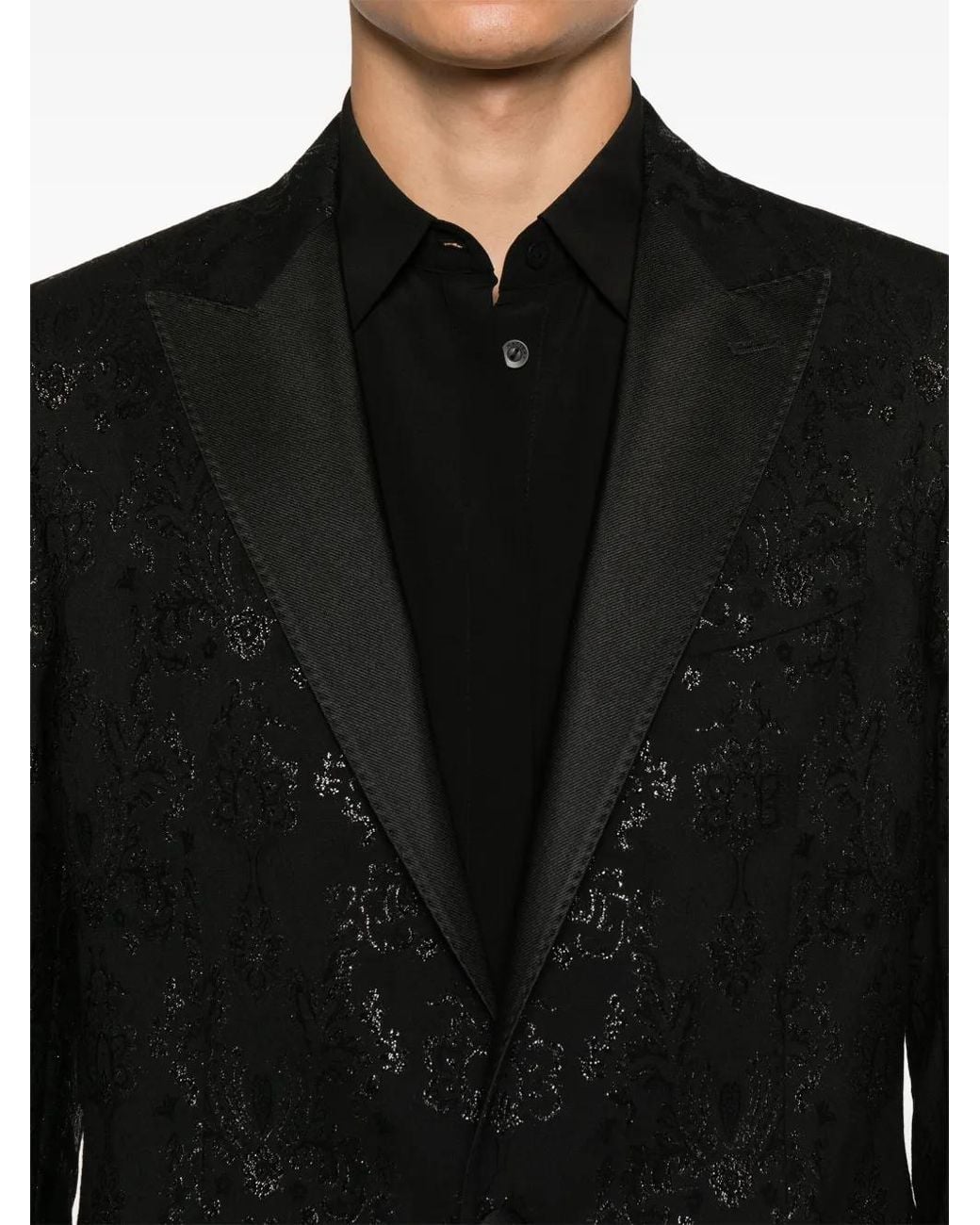 Etro Black Patterned-Jacquard Blazer for men