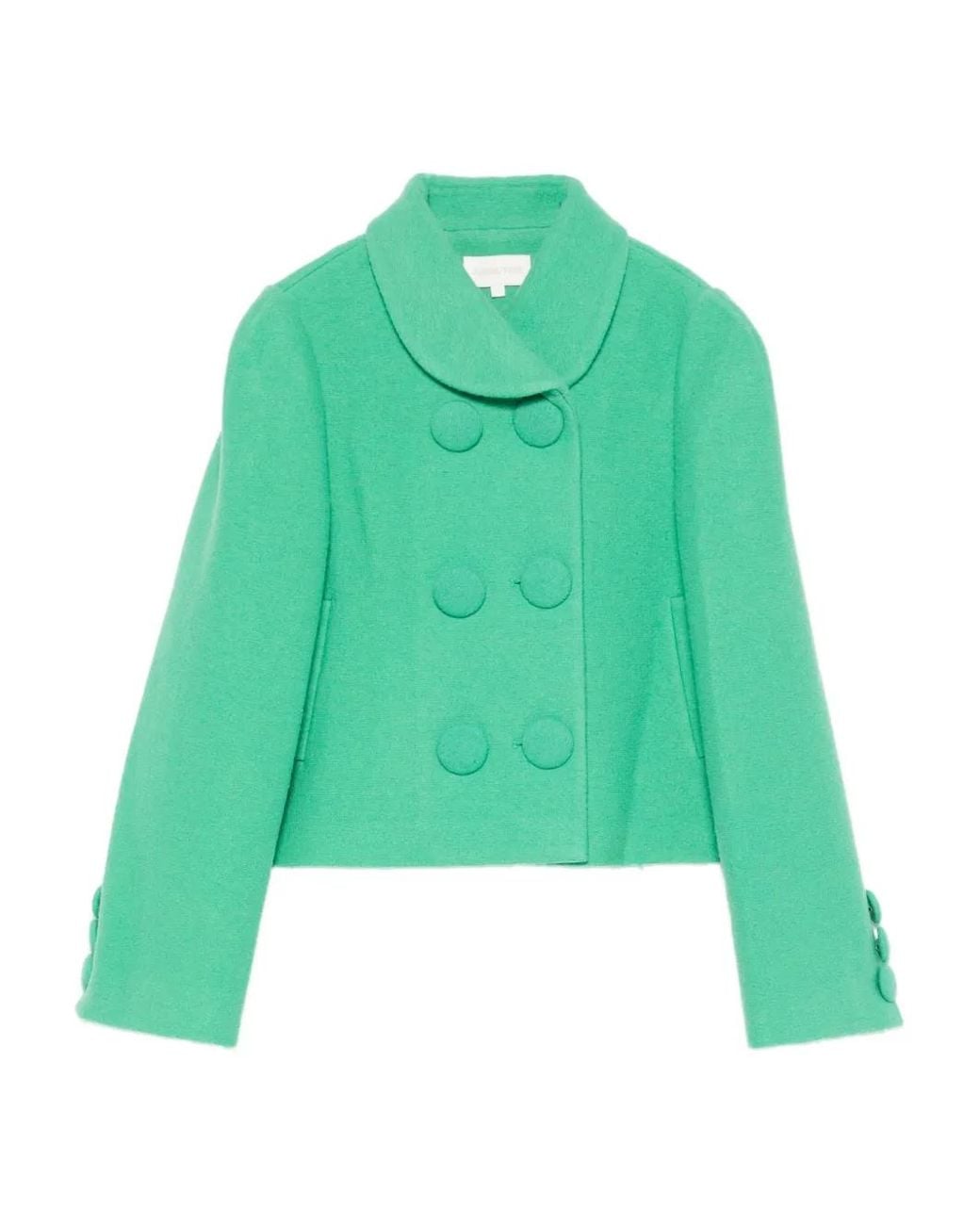 ShuShu/Tong Green Double-Breasted Button-Up Blazer