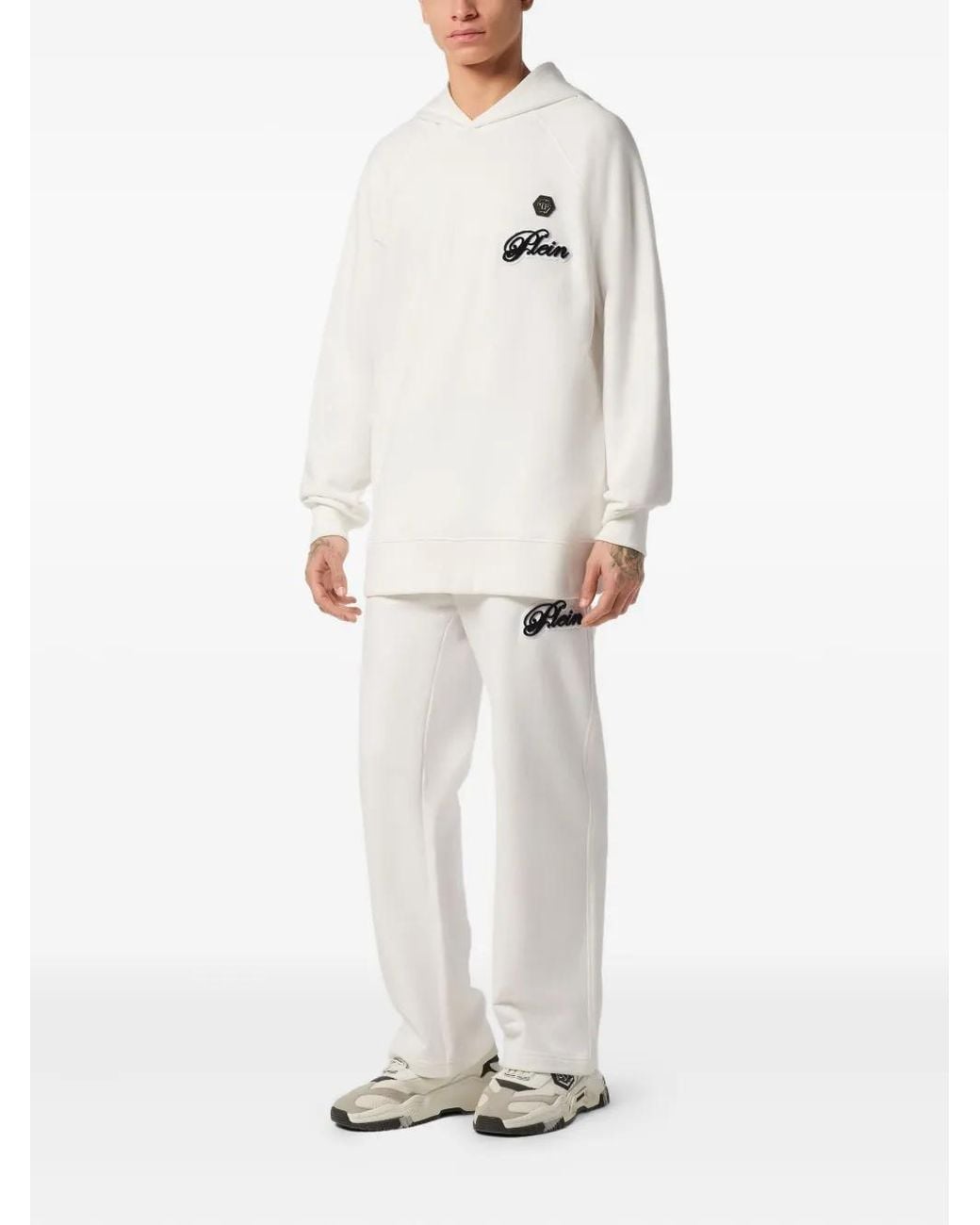 Philipp Plein White Hoodie Basic Signature for men