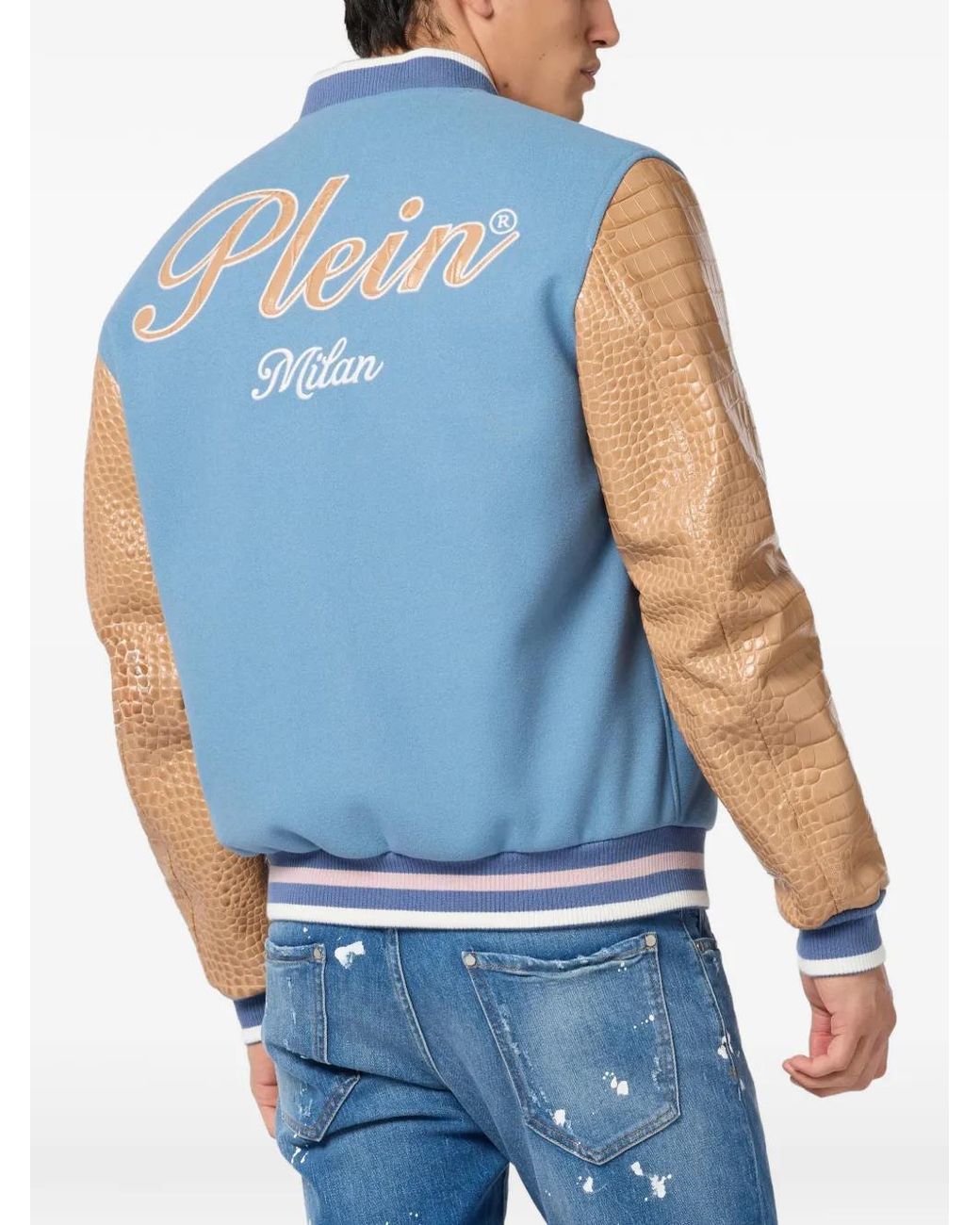Philipp Plein Blue Bomber Jacket for men