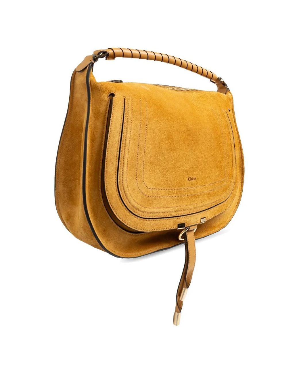 Chloé Orange Marcie Suede Tote Bag