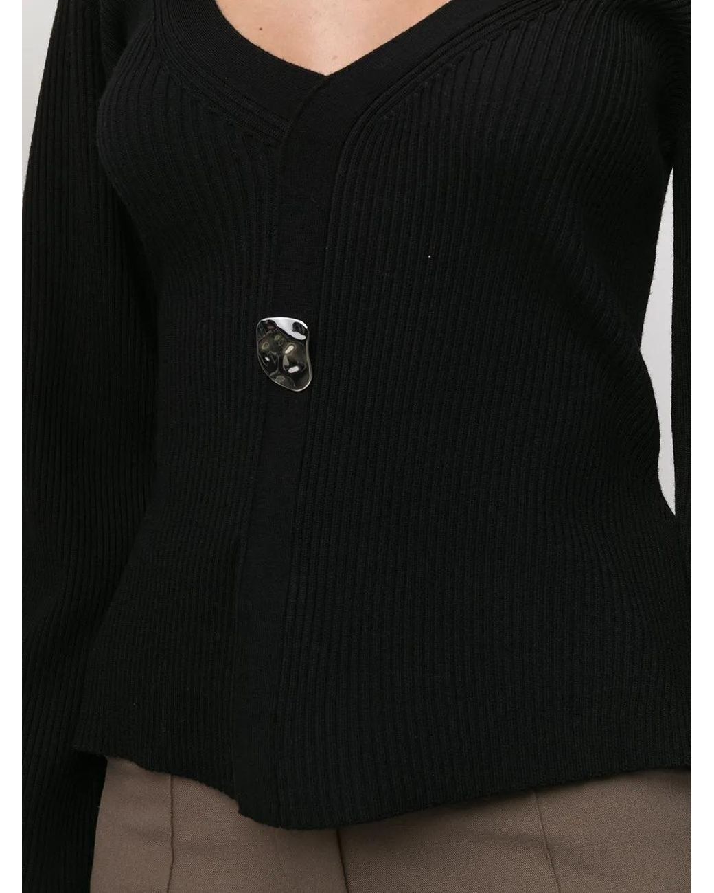 3.1 Phillip Lim Black Ribbed-Knit Asymmetric Jumper