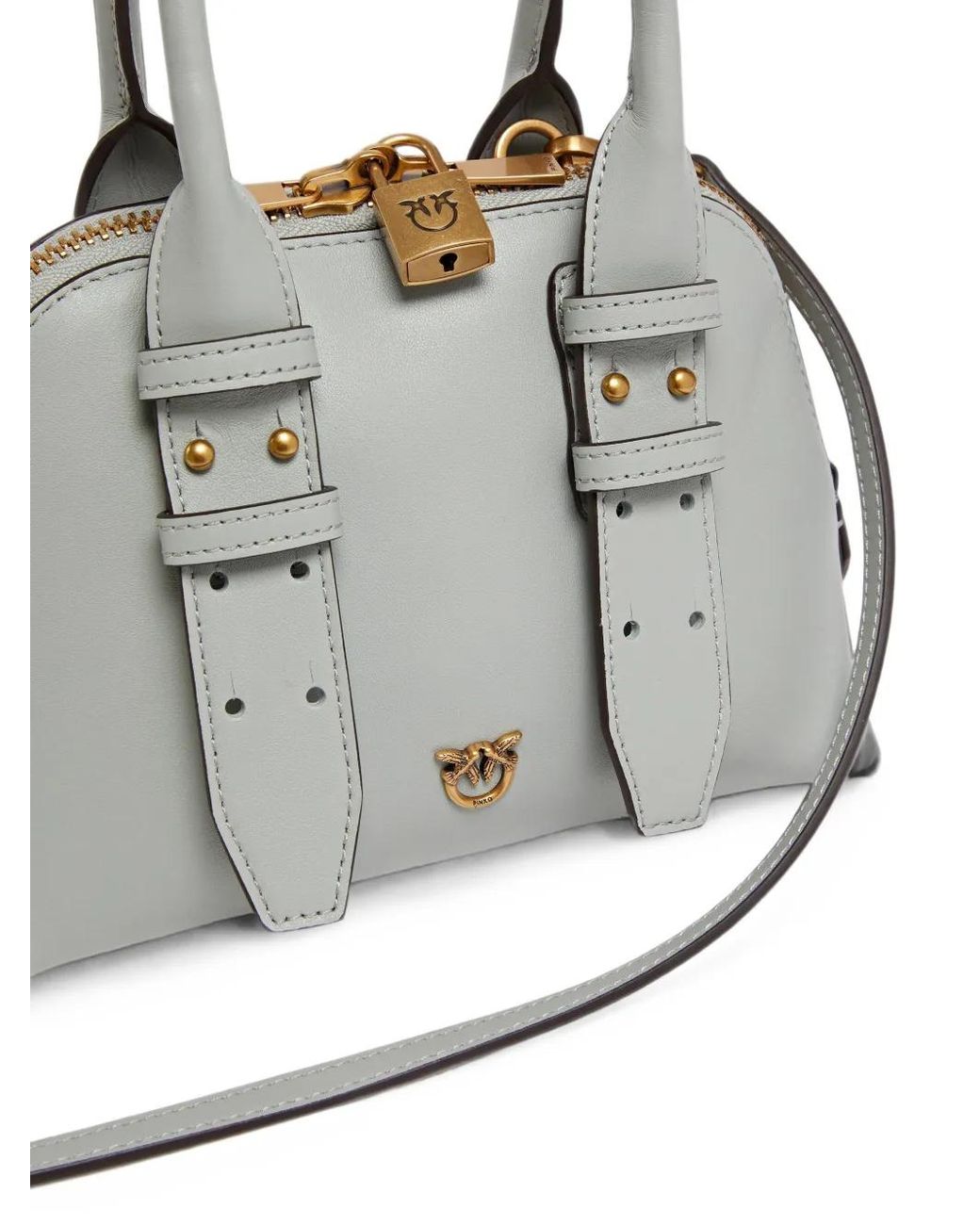 Pinko Gray Mini Escape Padlock Tote Bag