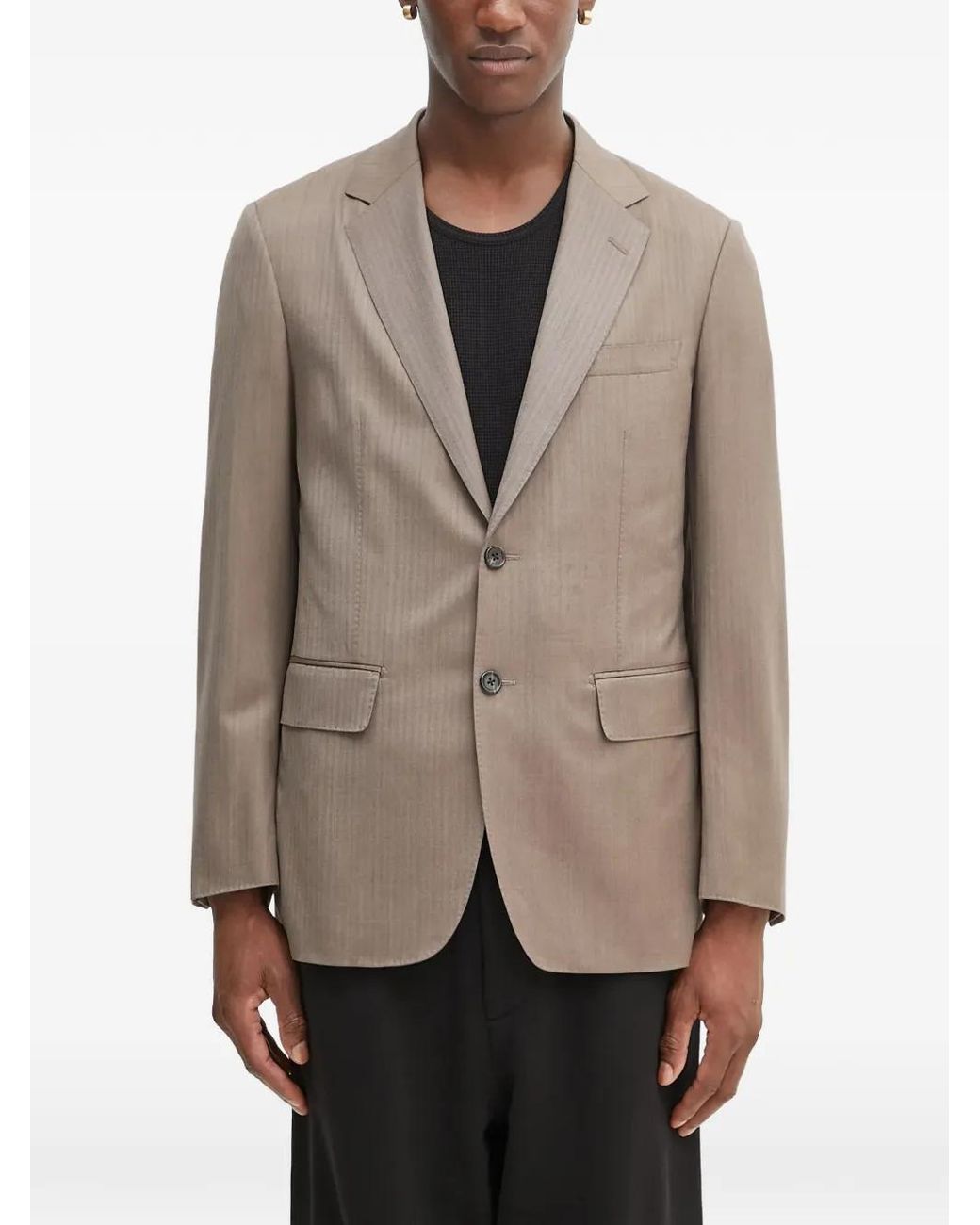 Wacko Maria Natural Herringbone Buttoned Blazer for men