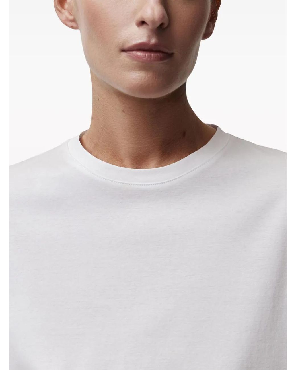 12 STOREEZ White Crew-Neck Cotton T-Shirt
