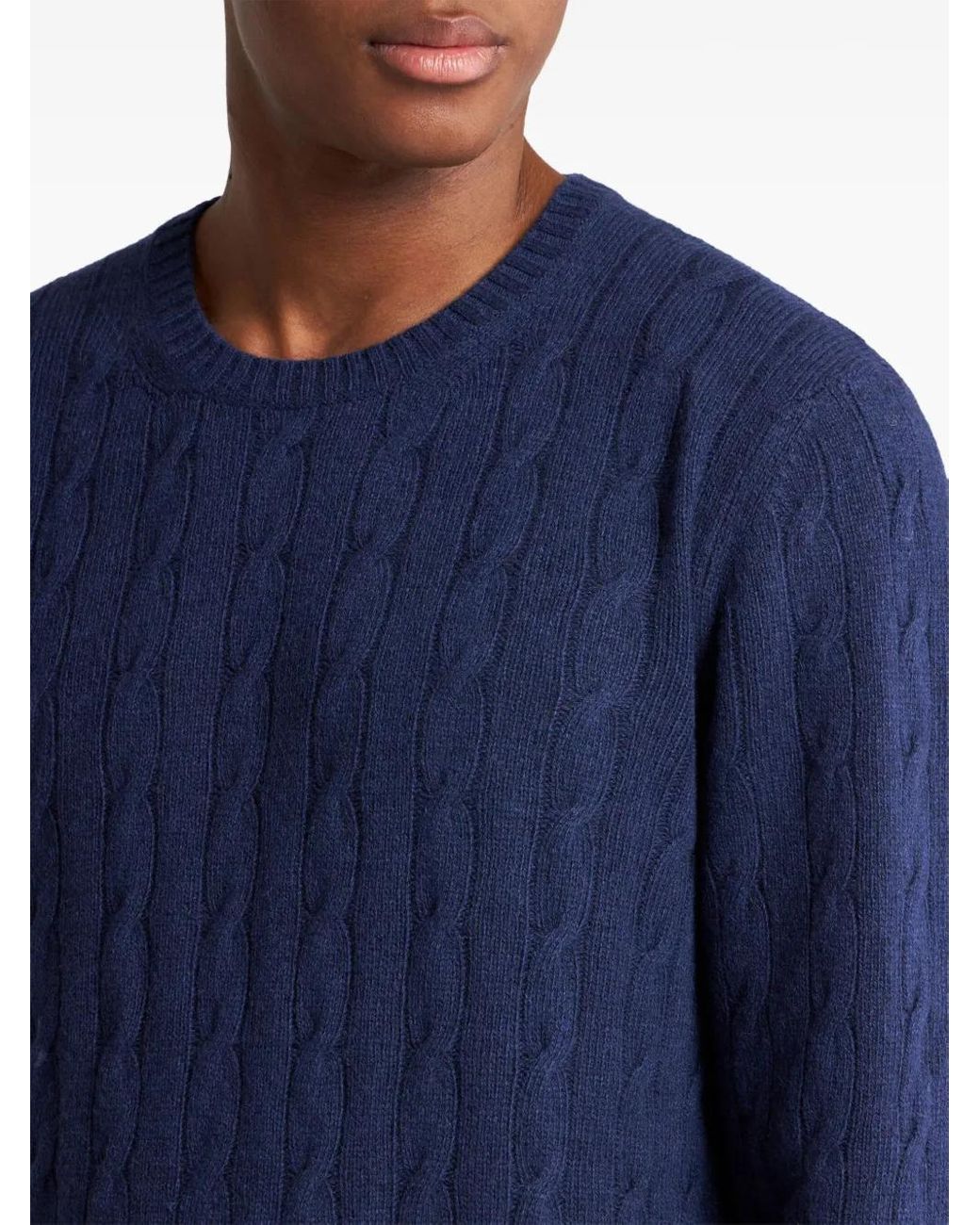 Etro Blue Cable-Knit Cashmere Sweater for men