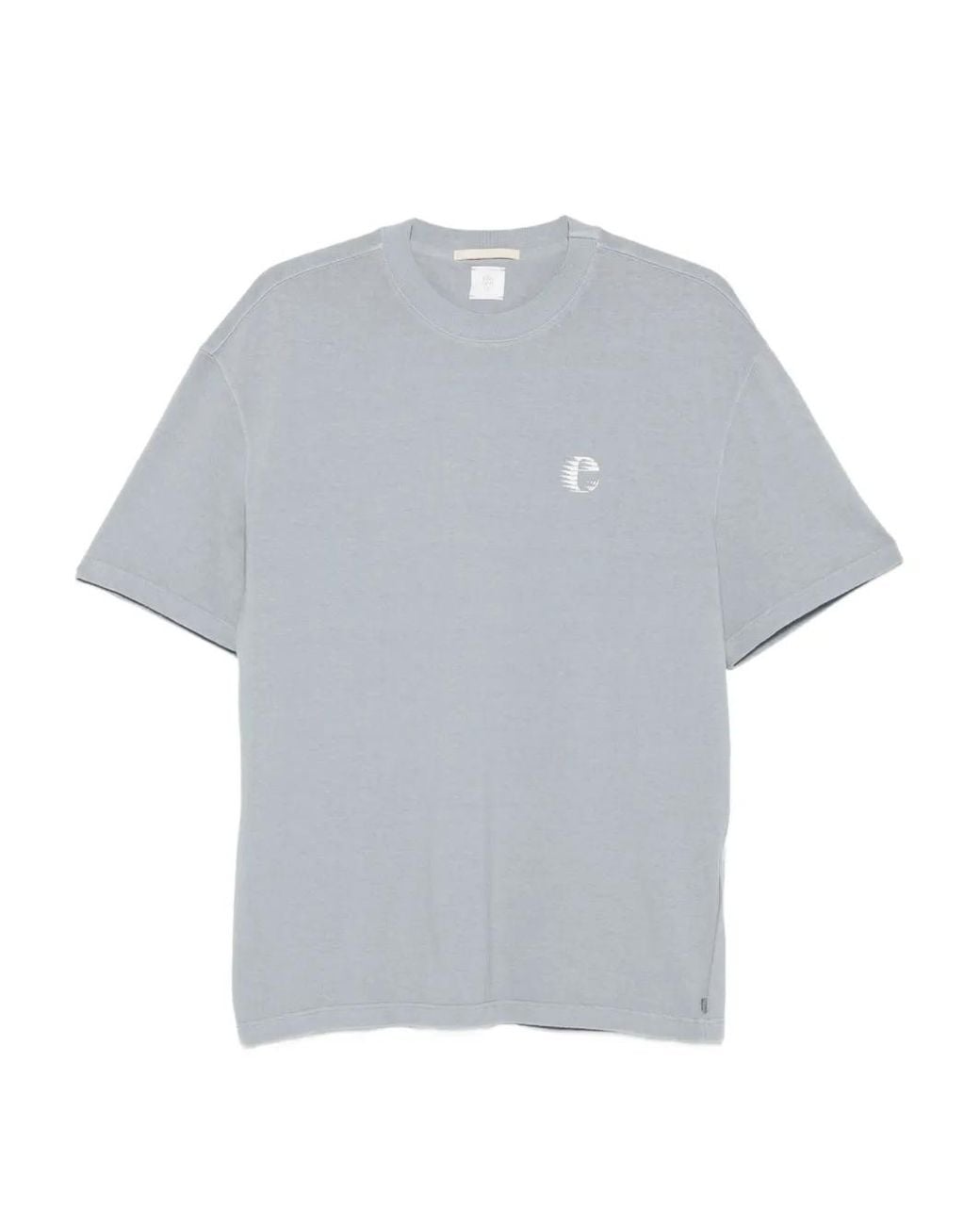 Eleventy Gray Running Club-Print Cotton T-Shirt for men