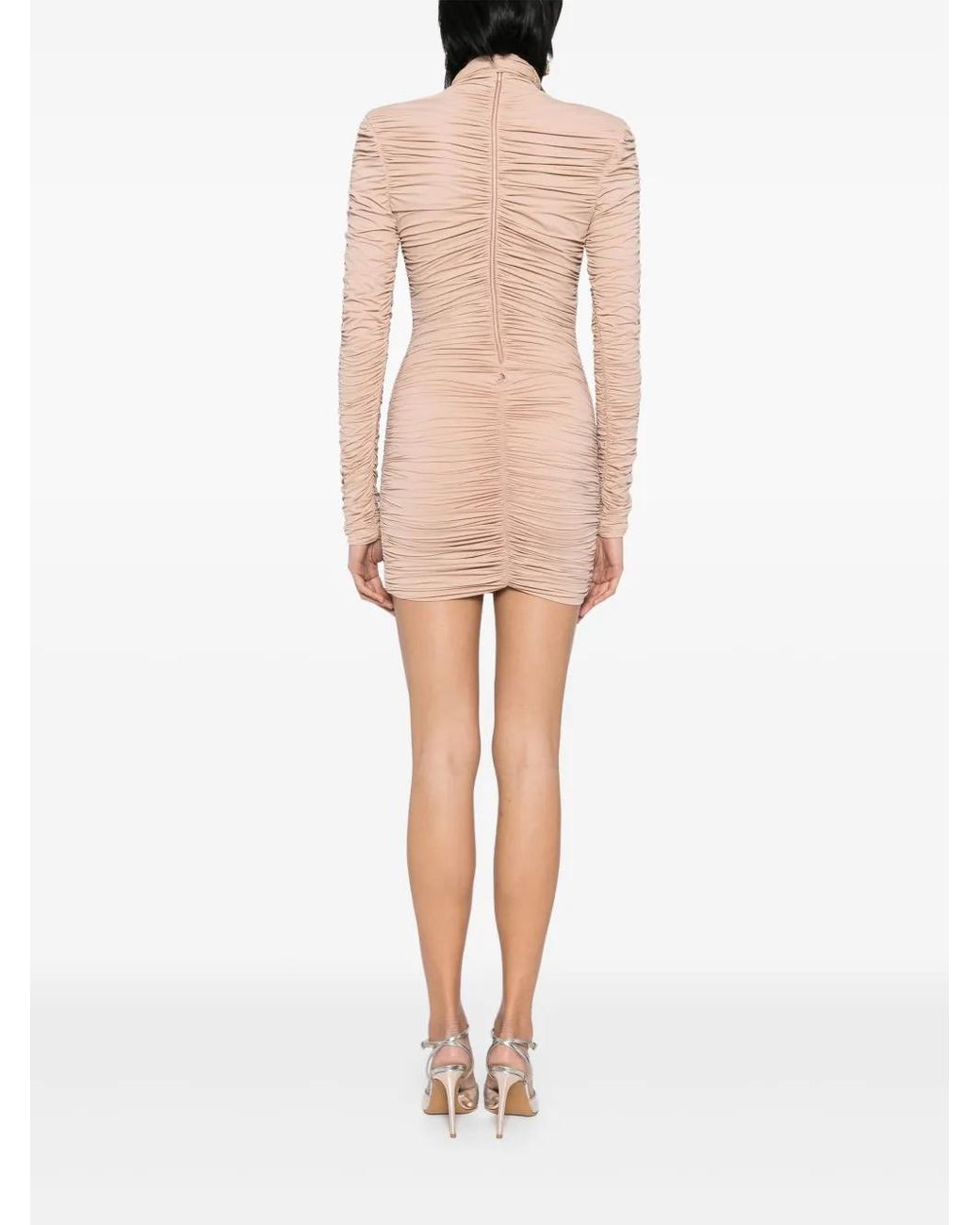 Elisabetta Franchi Natural Ruched Mini Dress