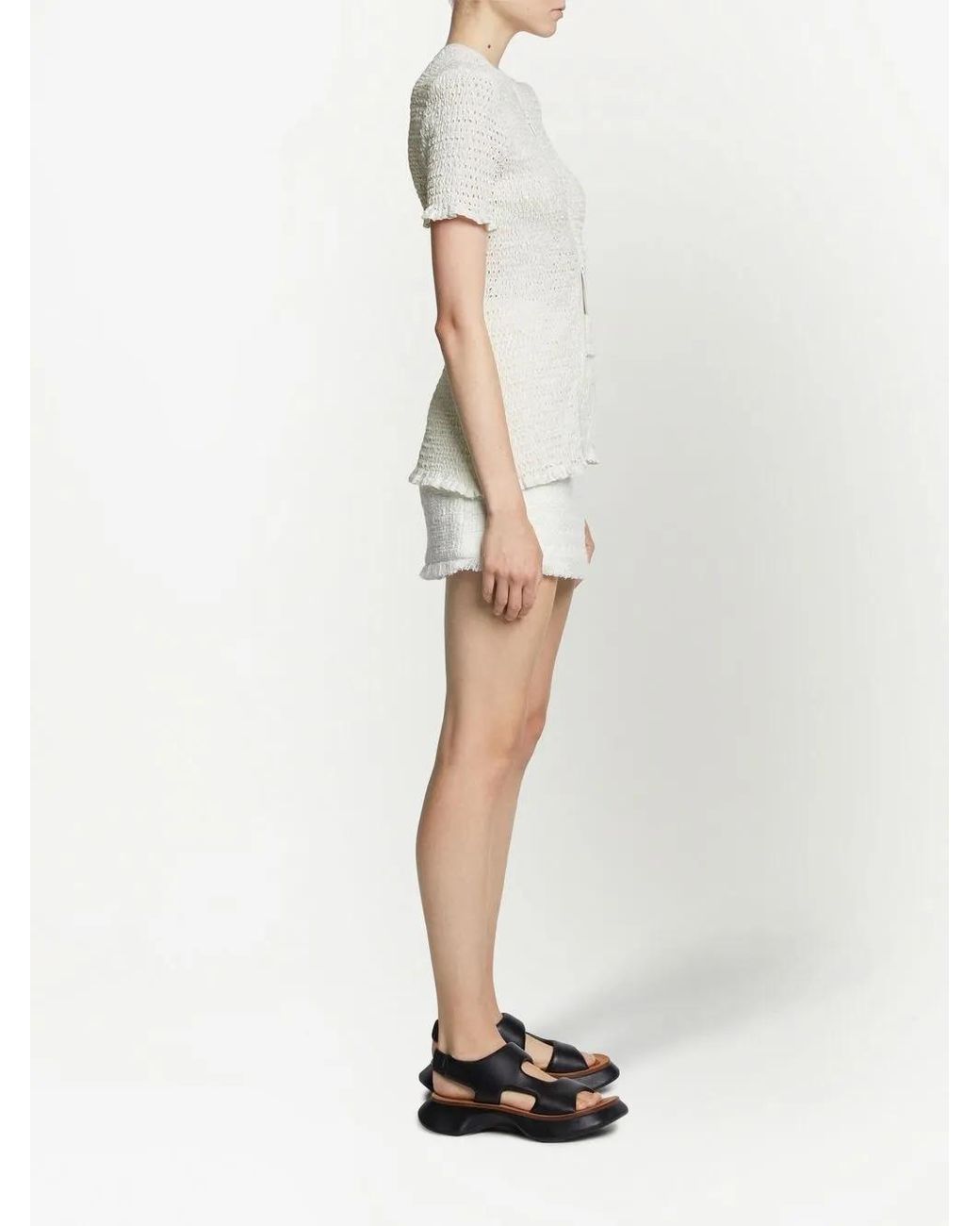 Proenza Schouler White Zip-front Open Knit Top